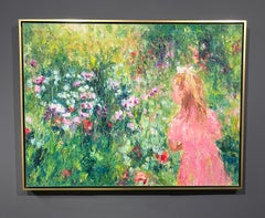 Henrietta Milan, "A Zeal for Nature", 30x40 Figurative Girl Floral Oil Painting