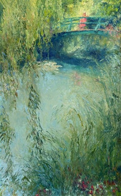 Henrietta Milan, "Claude's Countless Blessings", 48x30 Lily Pond Monet Painting