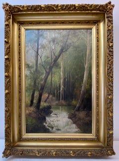 Antique Henrietta Riddle Fish "Spring Time on Eel River, California" Painting c.1900