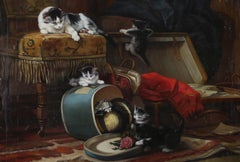 After Henrietta Ronner-Kipp - 20th Century Oil, Kittens Causing Havoc