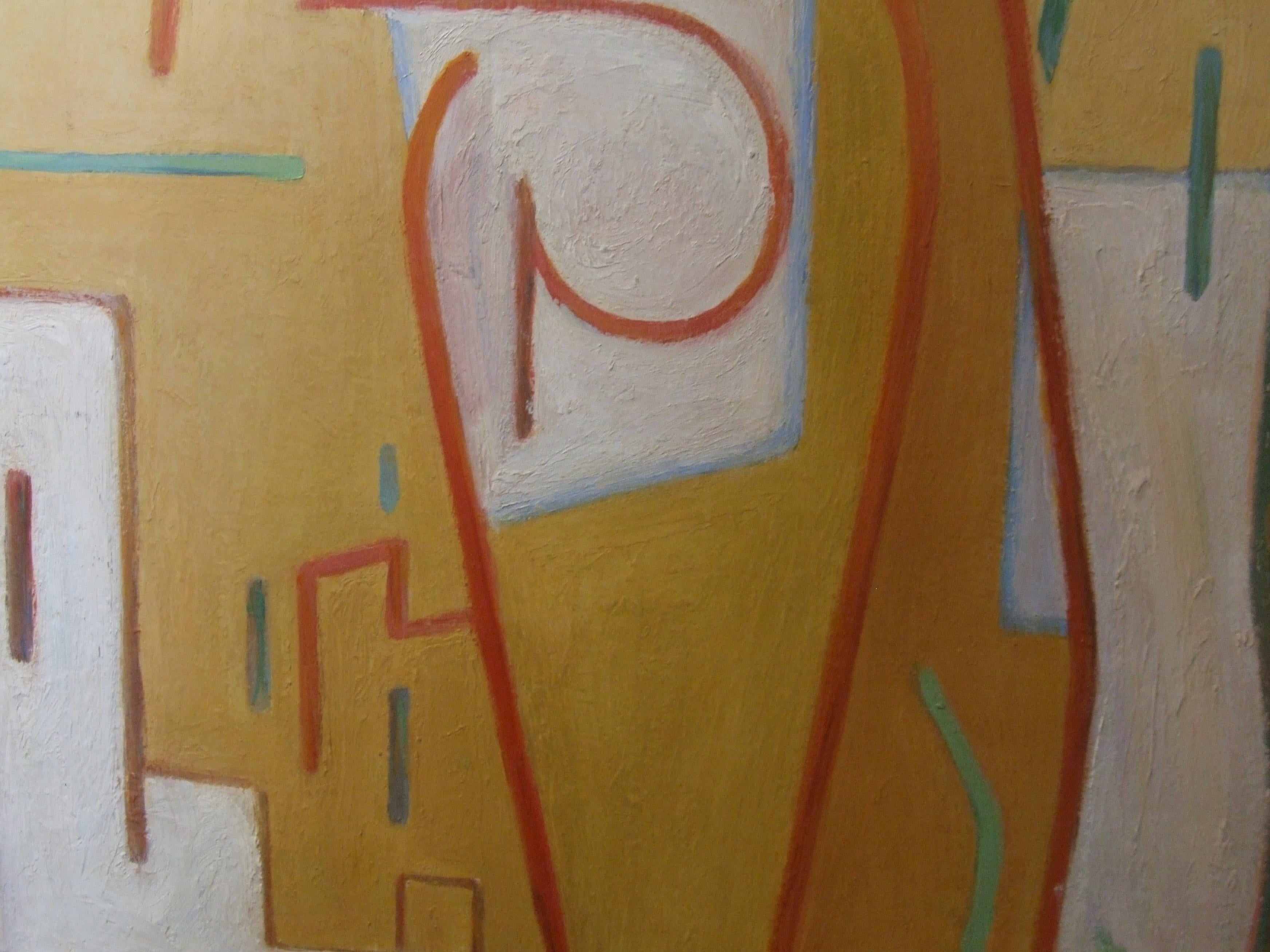 abstract 1, 1954 - oil on panel, 100x65 cm., framed - Abstract Painting by Henriette Gremeret