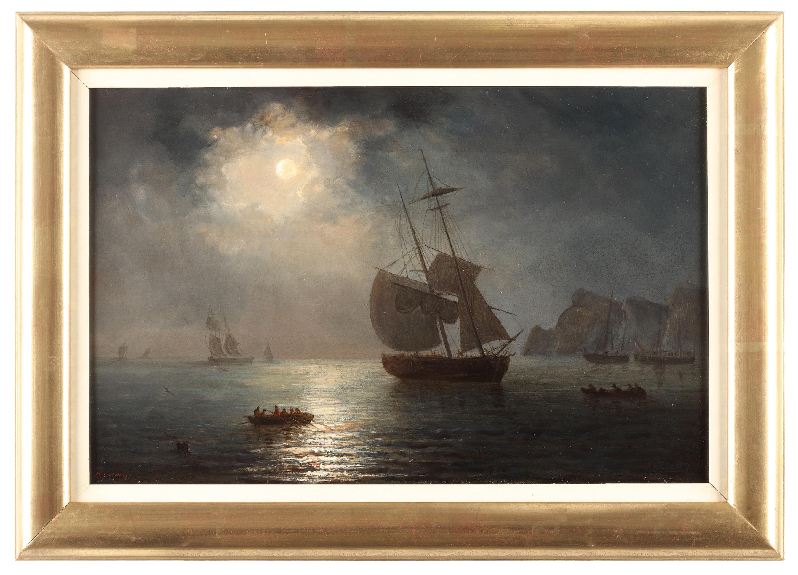 Ships in the moonlight - Henriette Gudin (1825-1876) 1
