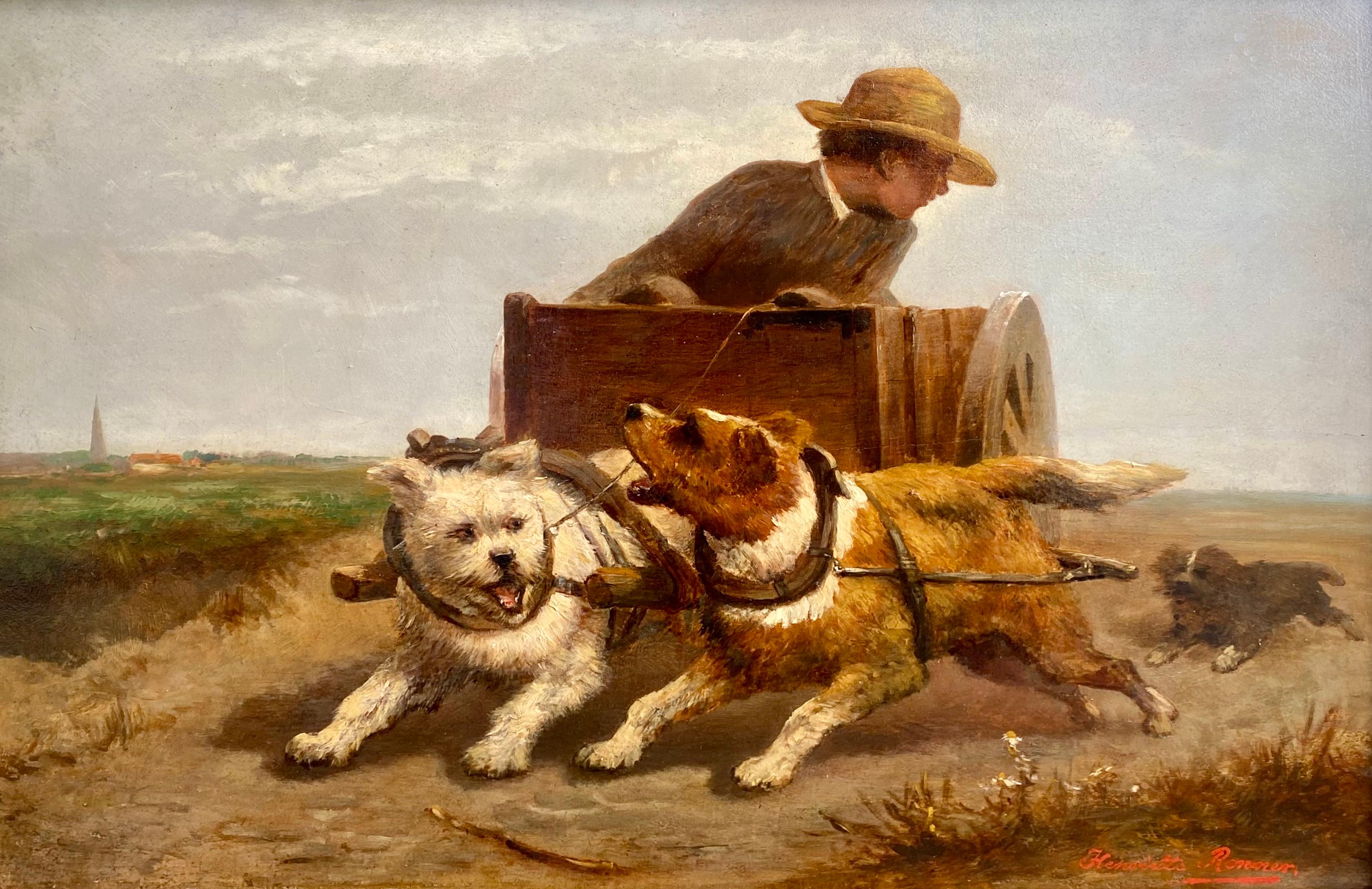 Junge im Hundewagen