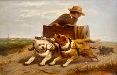 Garçon dans une charrette à chiens" par Henriëtte Ronner-Knip ( 1821 - 1909 )