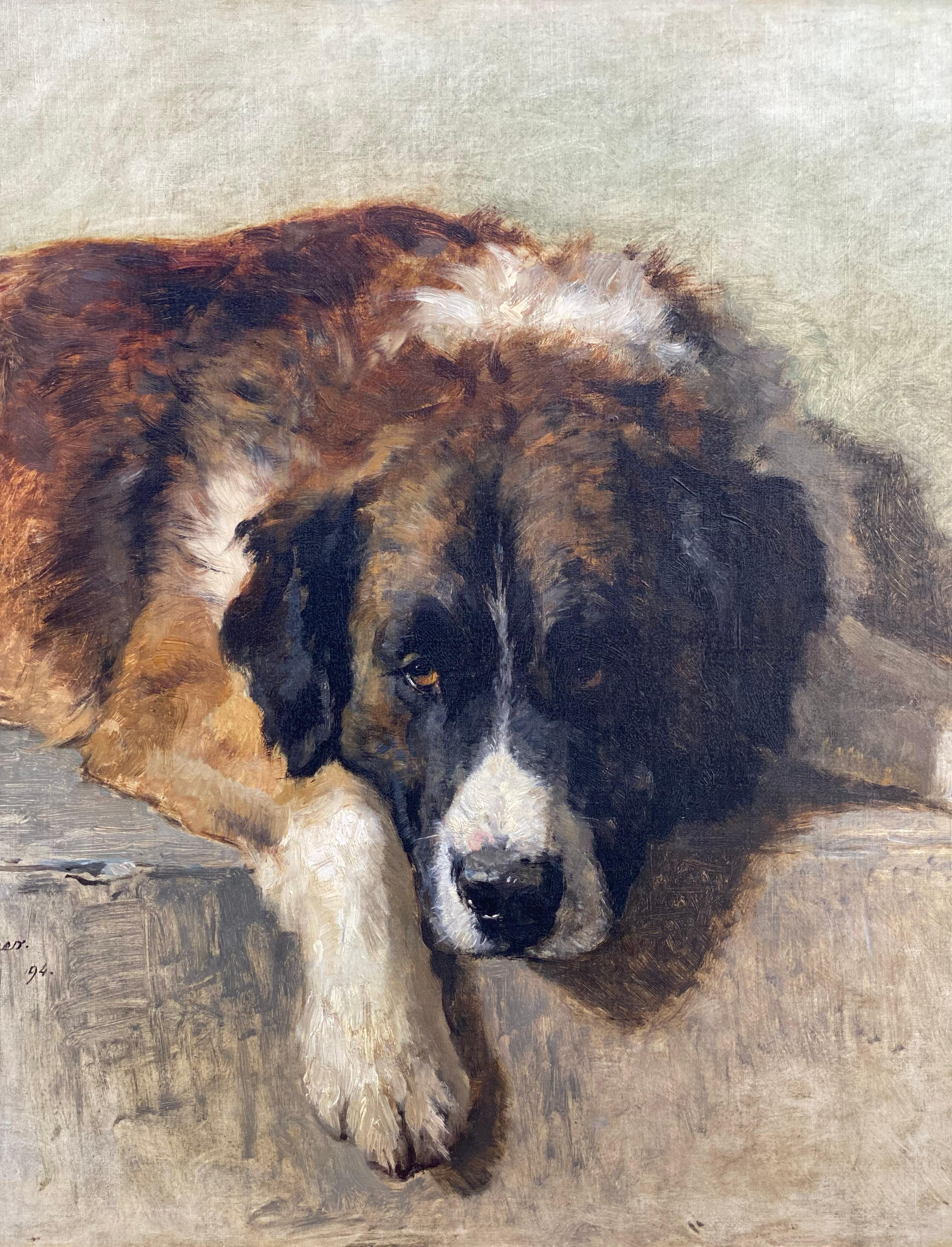 'Portrait of a Bernese Mountain Dog' by Henriëtte Ronner-Knip  (1821 – 1909) - Realist Painting by Ronner-Knip, Henriëtte