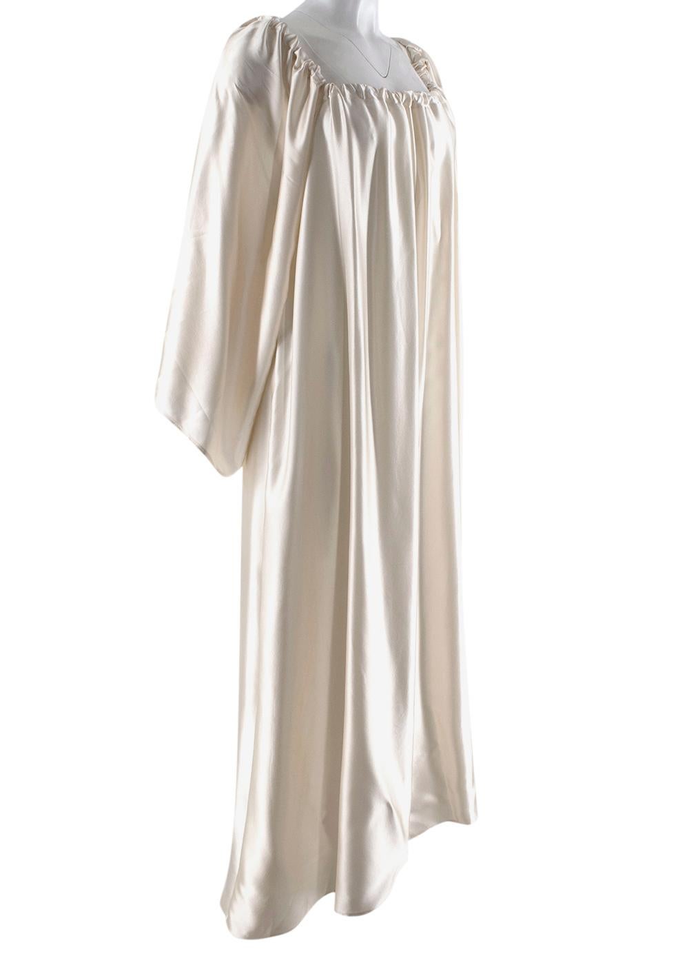 Henriette Von Gruenberg Bettina Silk Satin Low Back Draped Gown 

- A collaboration between contemporary silks brand Henriette Von Gruenberg, and stylist Bettina Looney
- 4.5m of silk satin used to create a voluminous style, with gathered low back