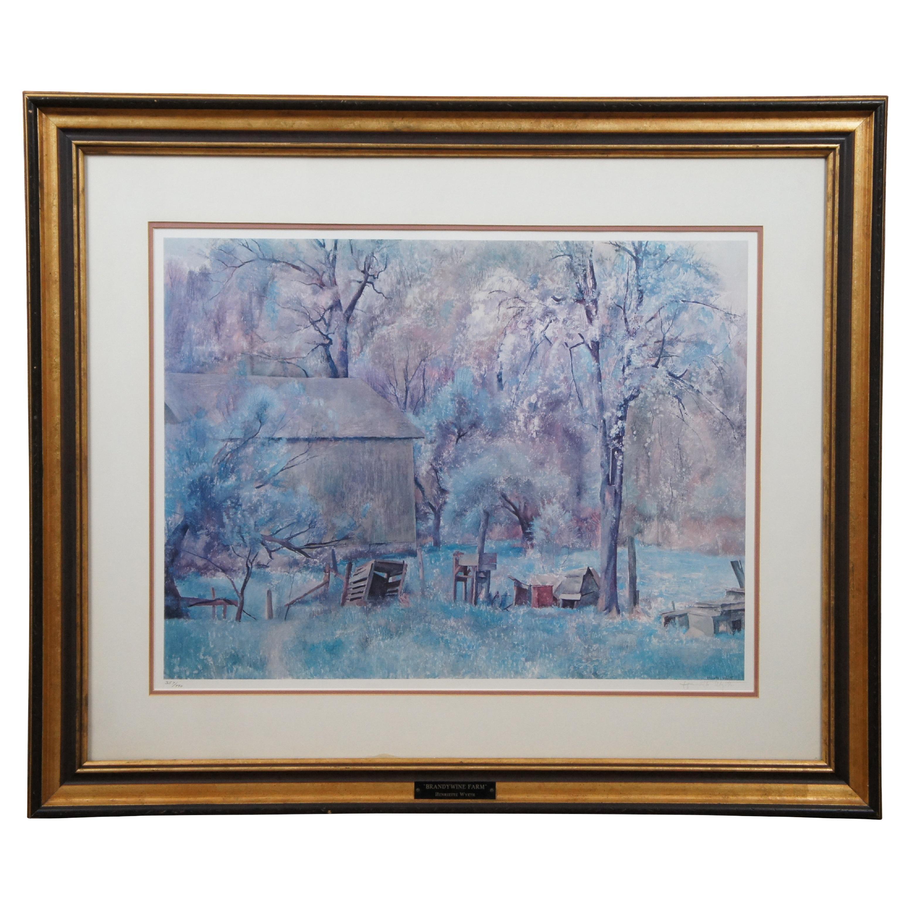 Henriette Wyeth Brandywine Farm Farmhouse Landscape Collotype w COA 37" For Sale