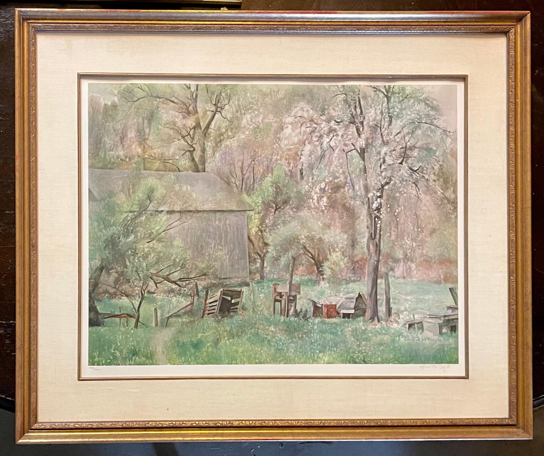 Lithographie Collotype de la ferme Brandywine signée à la main Henriette Wyeth Americana Art en vente 6