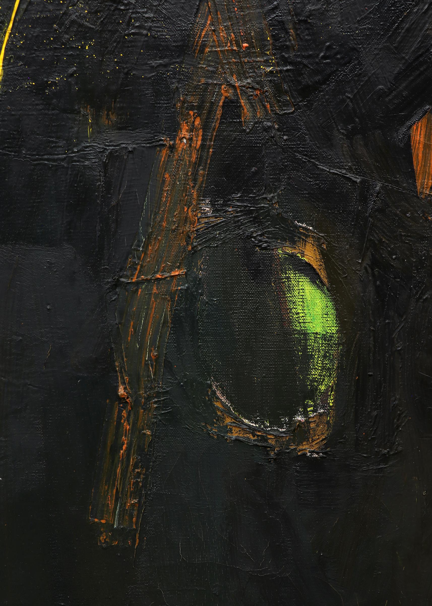Une peinture abstraite sans titre, à l'huile sur toile, réalisée par Henriette 