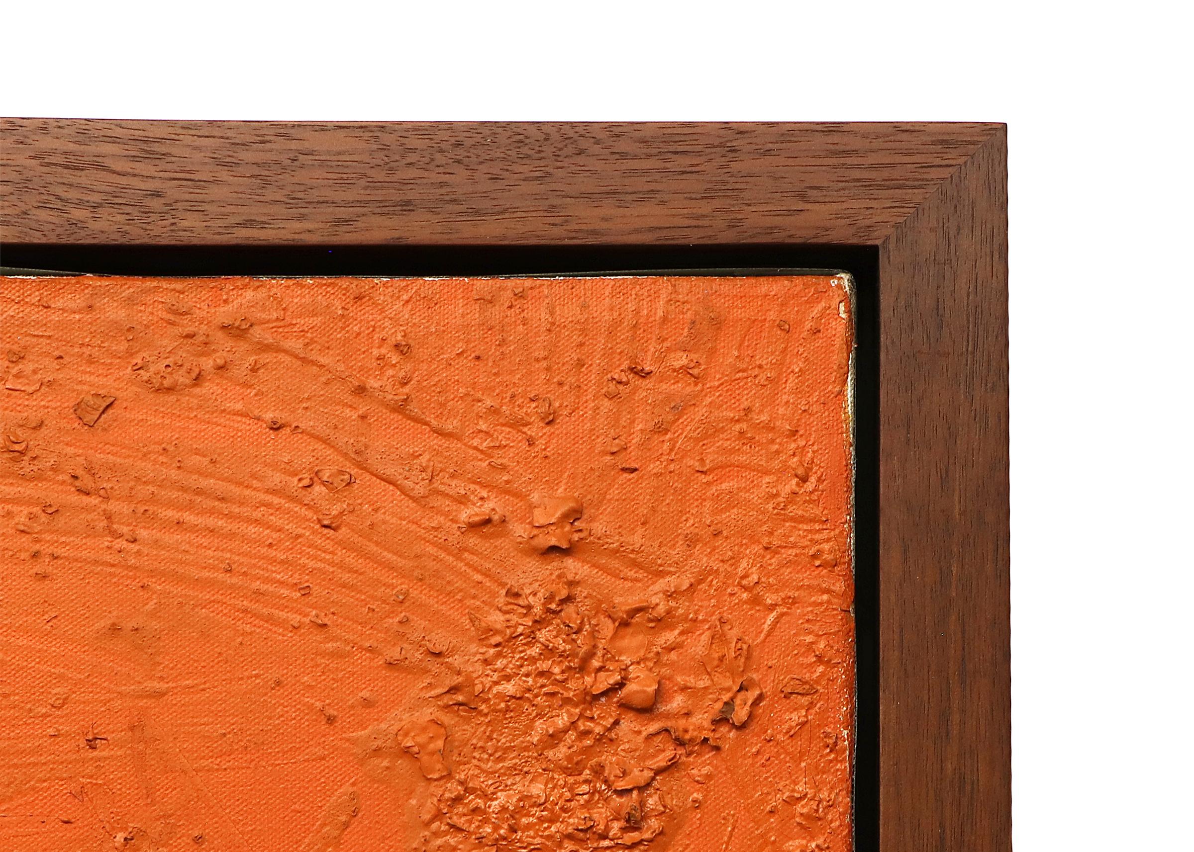 Peinture à l'huile abstraite du milieu du siècle en orange, rouge, brun, blanc et noir en vente 5