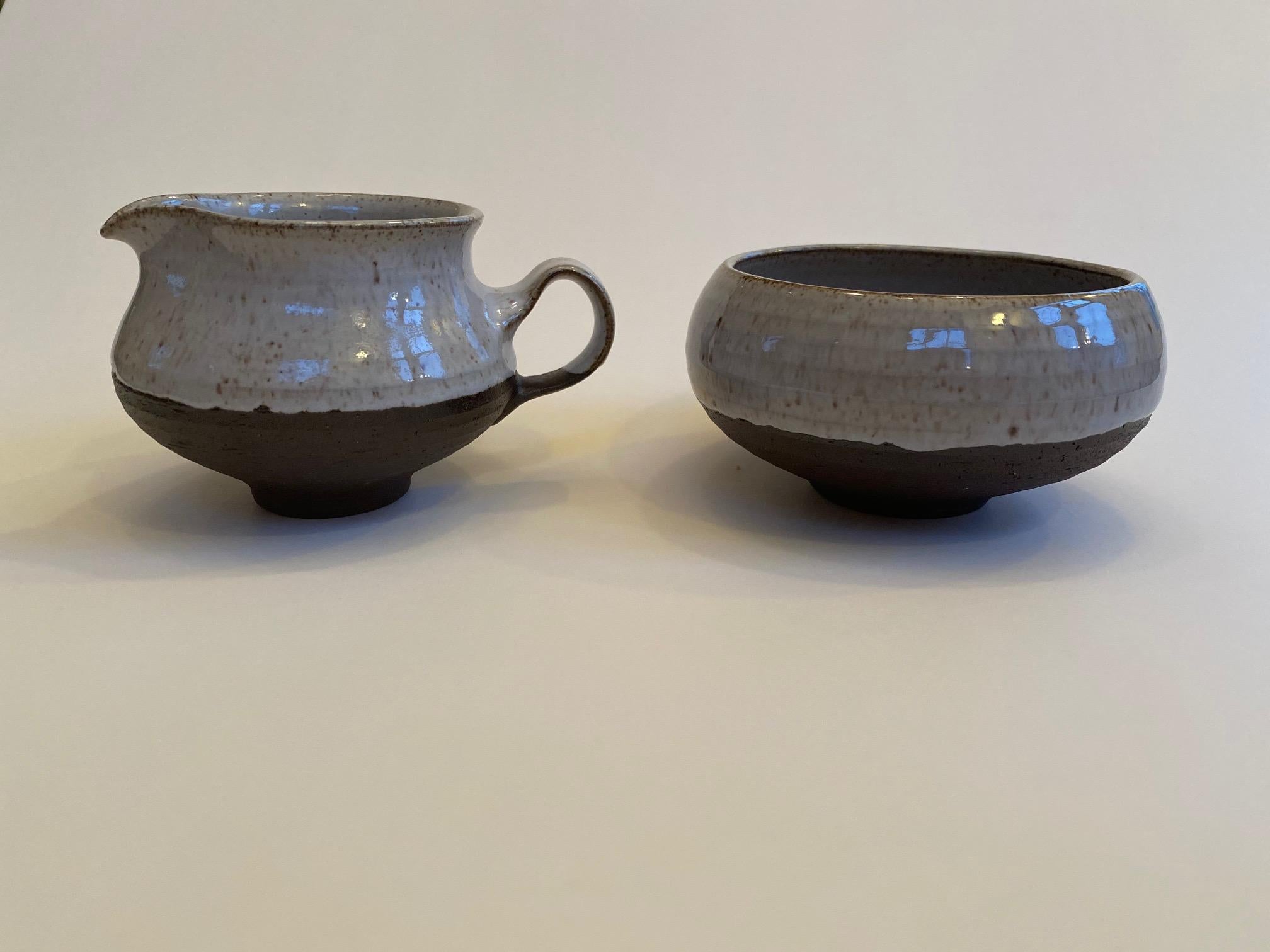 Pottery Henrik Ditlev Larsen Danish Modern Stoneware Demitasse Set for 12