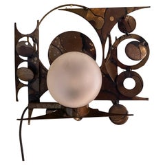 Henrik Horst Brutalistische Metallskulptur-Wandleuchte, Dänemark, ca. 1970er Jahre.