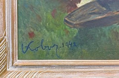 Untitled Large Original Painting, Impressionist Oil on Canvas, 1942