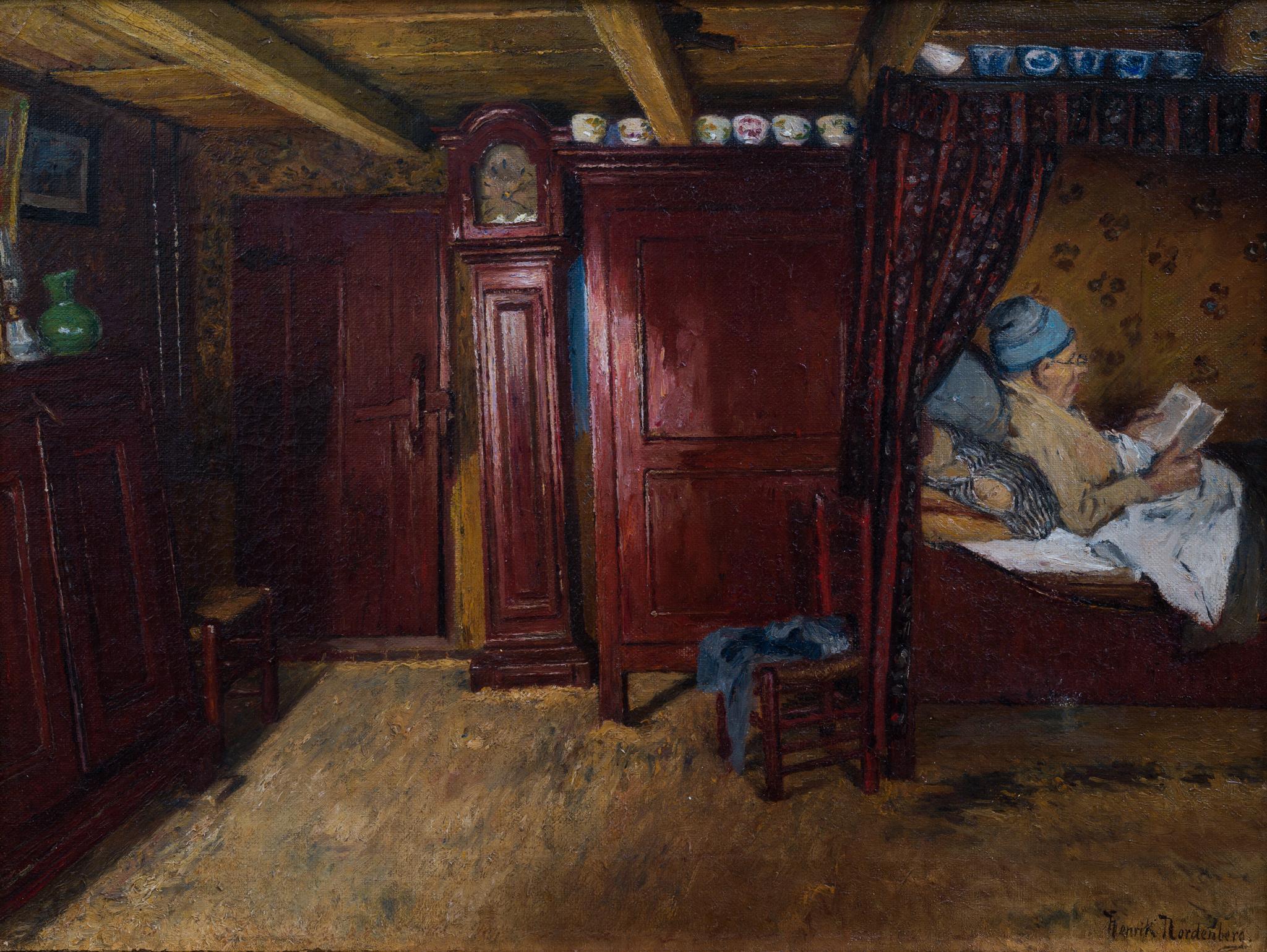 Henrik Nordenberg  Interior Painting - A Moment of Quiet Reflection by Düsseldorf School Artist Henrik Nordenberg