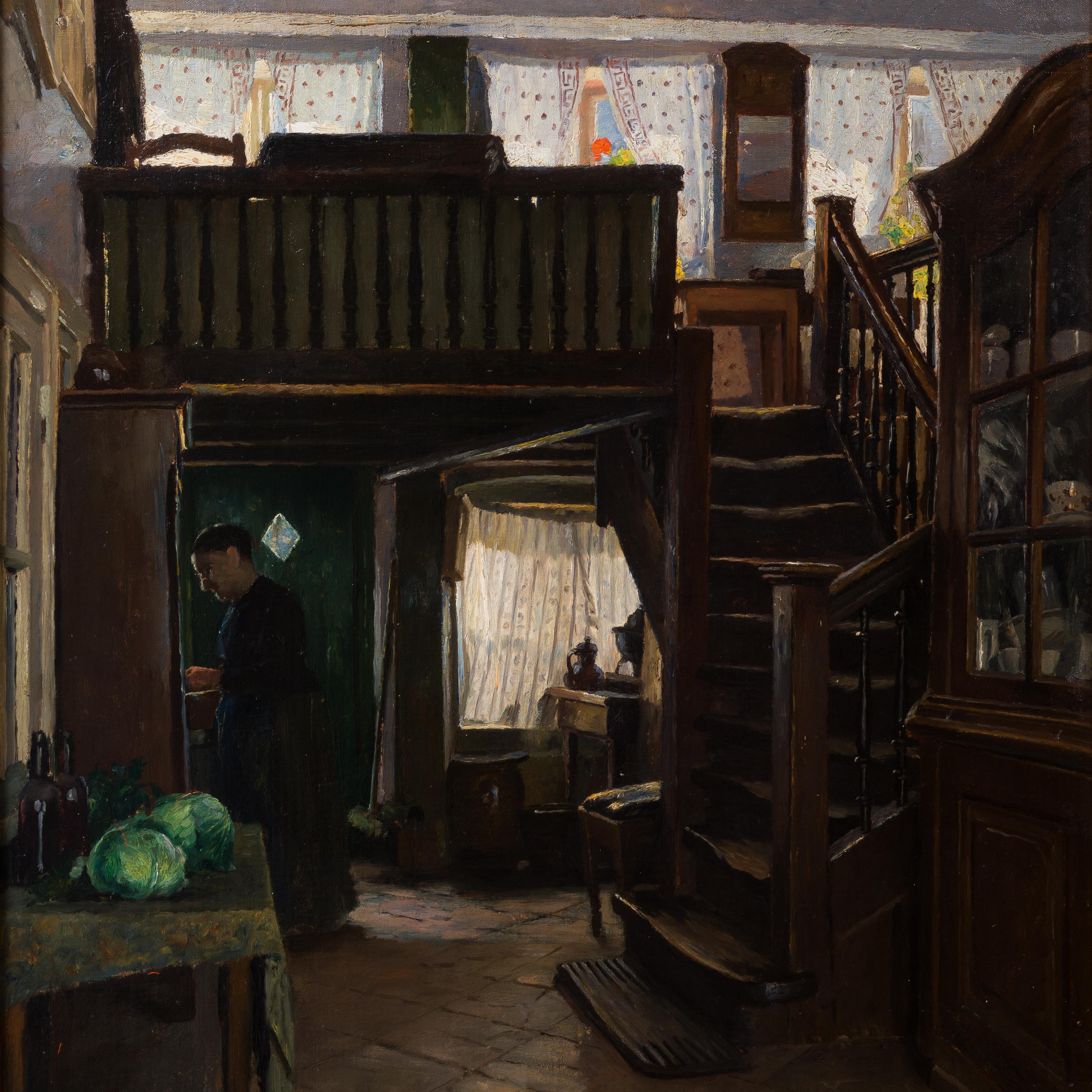 Femme préparant des légumes, scène d'intérieur 2