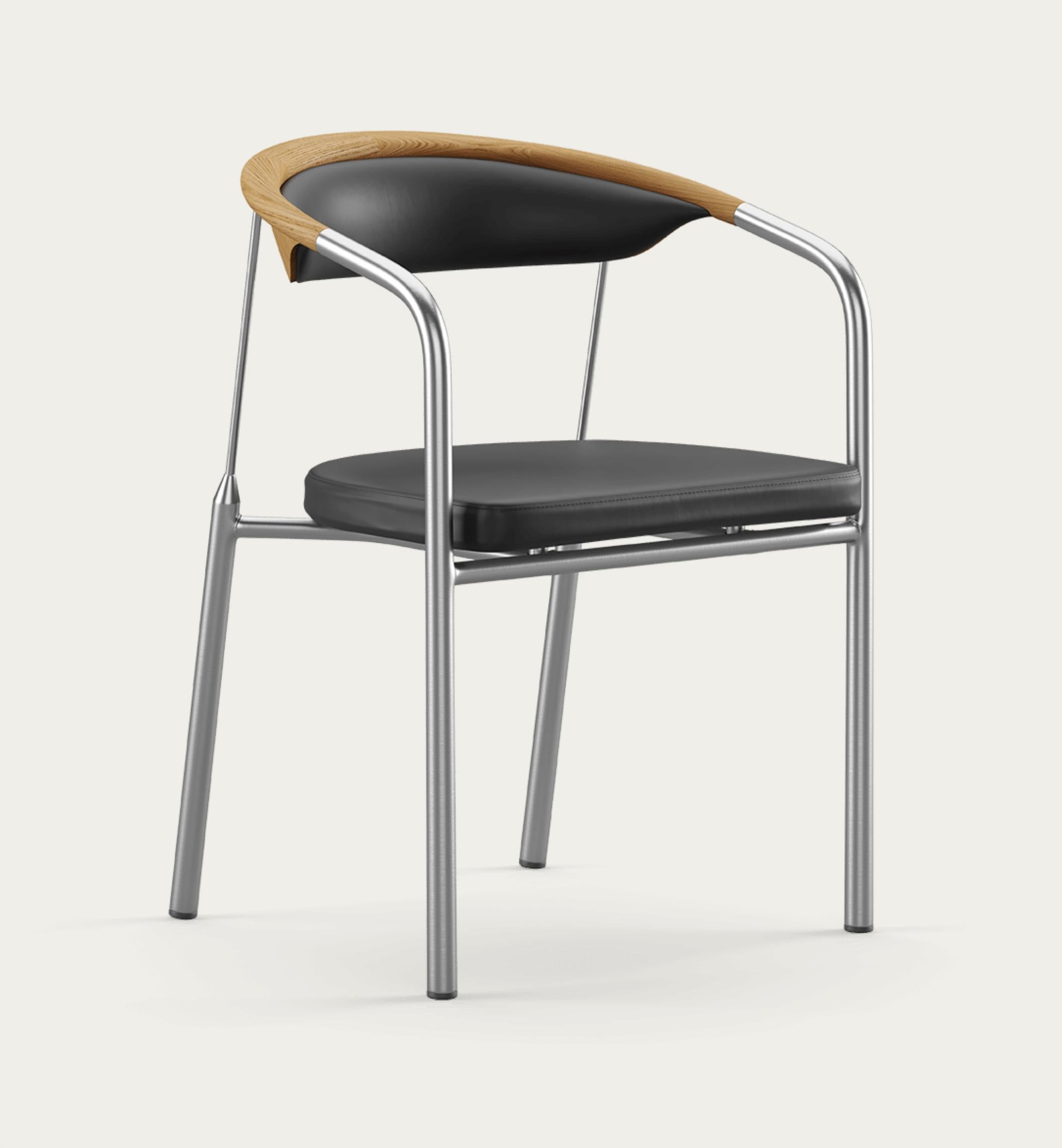 Mid-Century Modern Henrik Tengler Chairman Wood Types: Oak, Upholstery: Black For One Collection For Sale