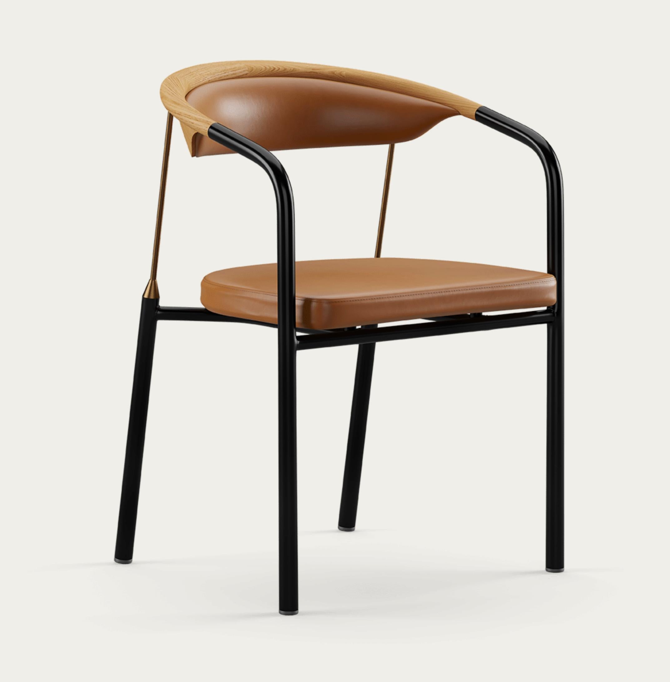 Danois Chaise de maître Henrik Tengler Types de bois : chêne, rembourrage : cognac pour une collection unique en vente