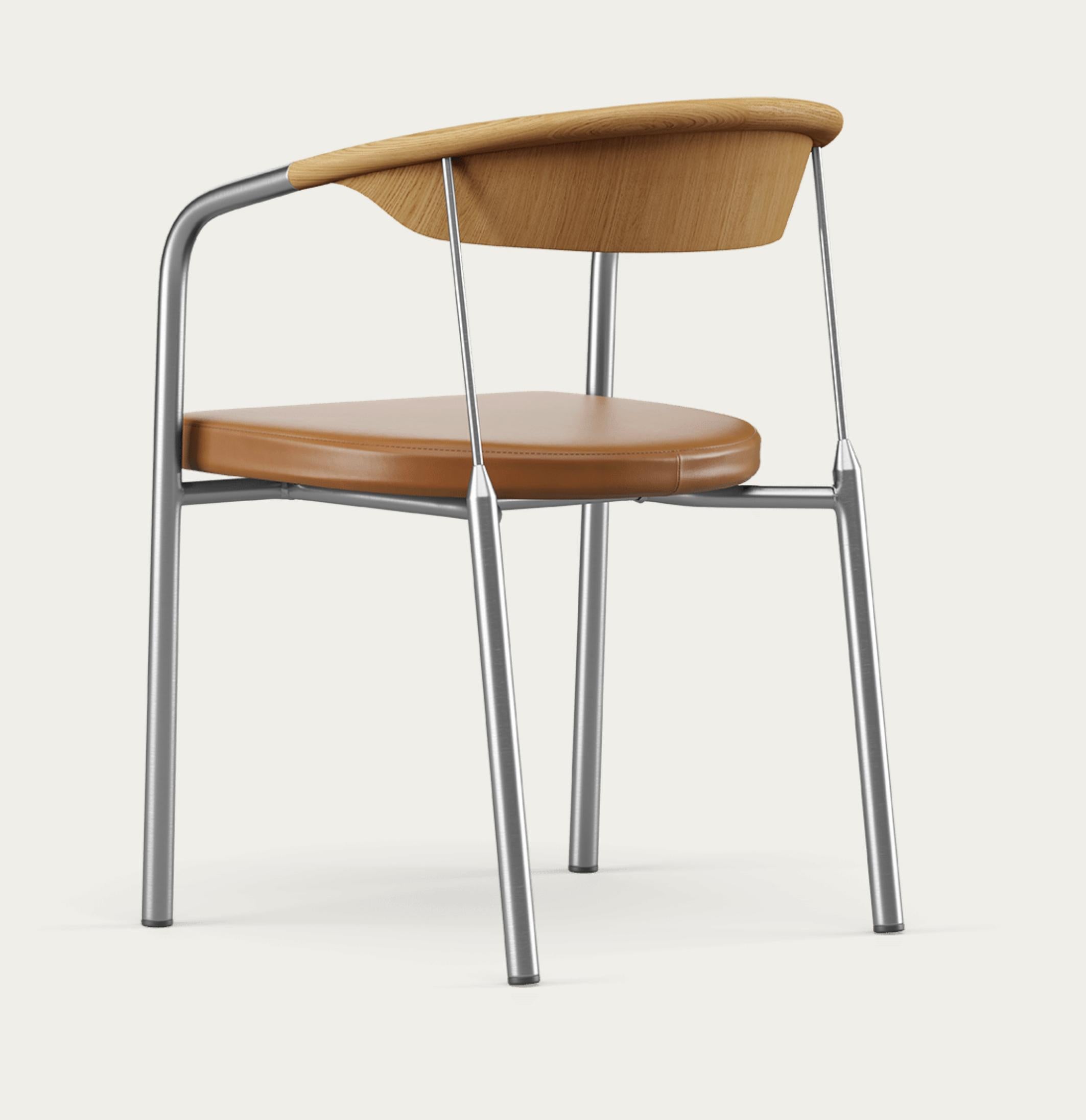 Danois Chaise de maître Henrik Tengler Types de bois : chêne, rembourrage : cognac pour une collection unique en vente