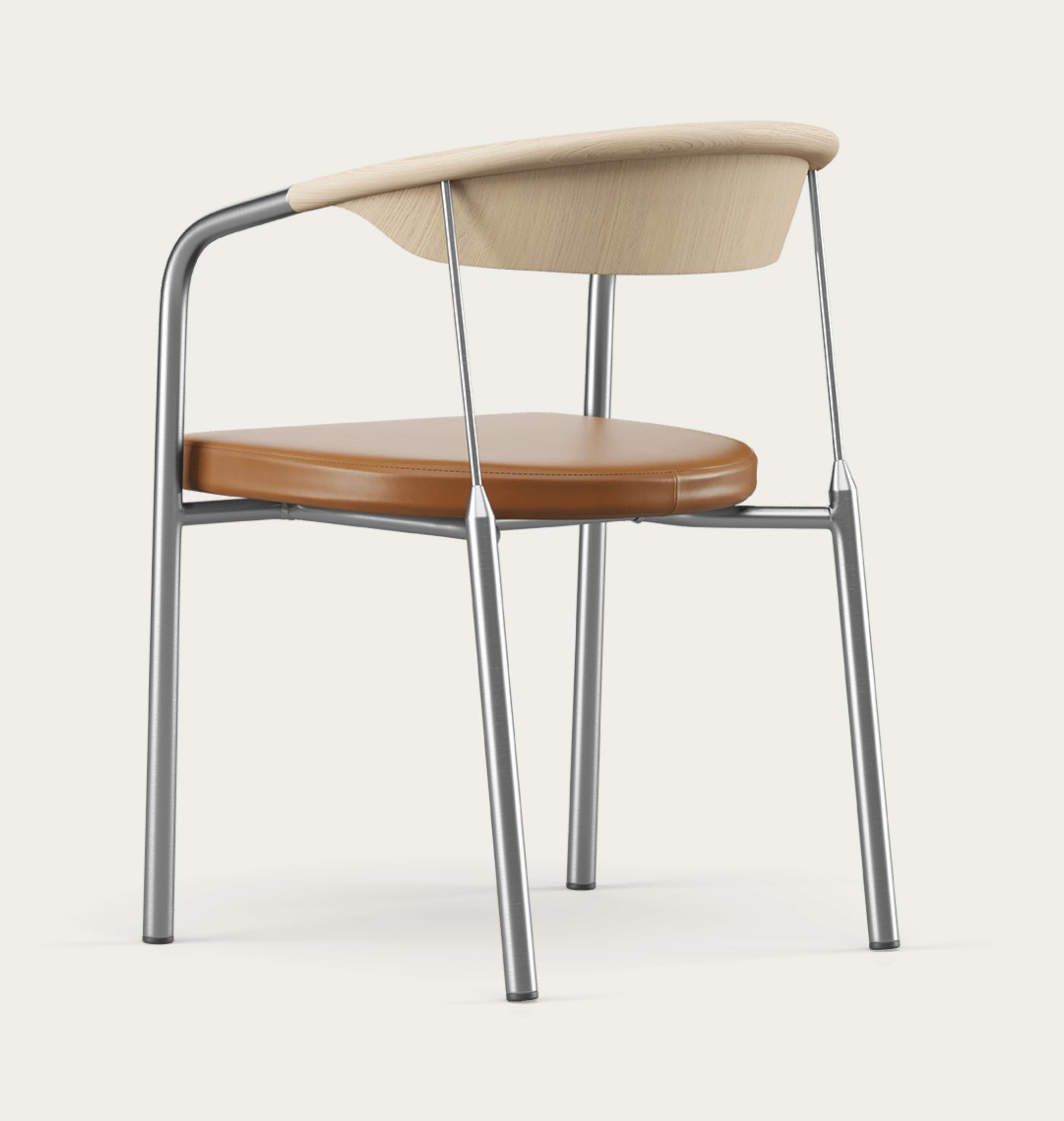 Danois Chaise de maître Henrik Tengler Types de bois : chêne, rembourrage : cognac pour une collection unique en vente