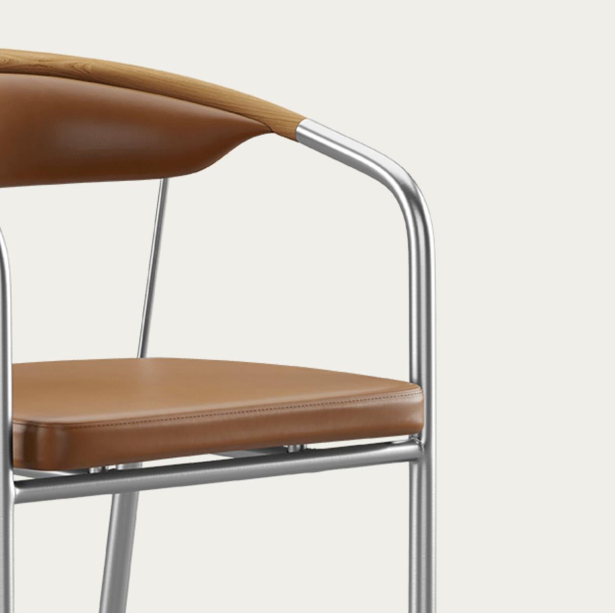 Chaise de maître Henrik Tengler Types de bois : chêne, rembourrage : cognac pour une collection unique en vente 1