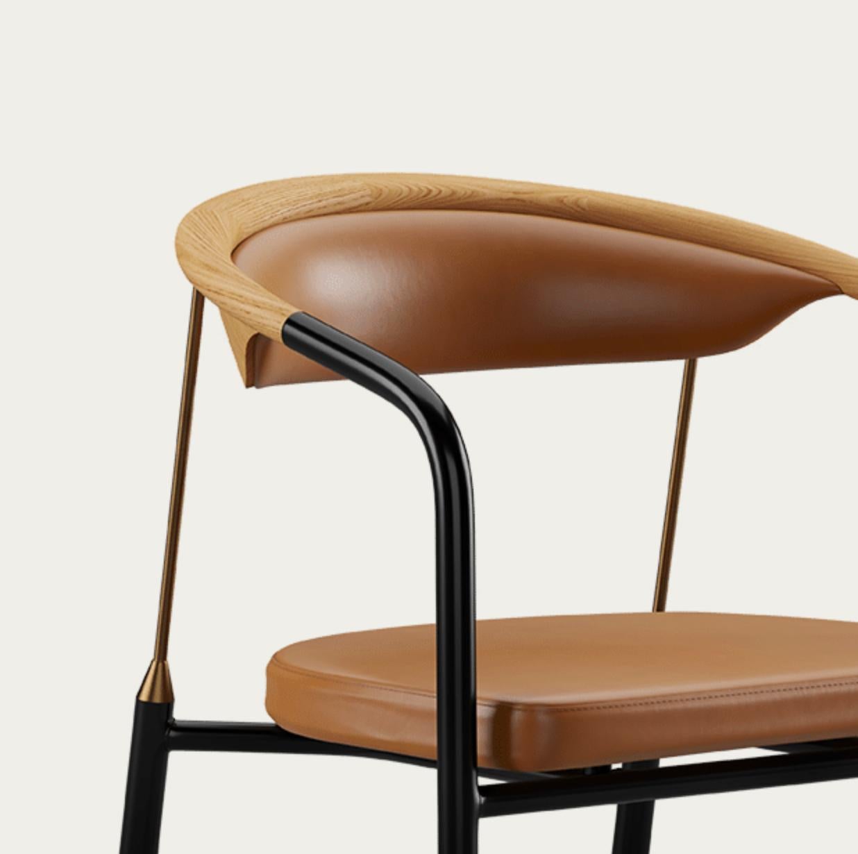 Chaise de maître Henrik Tengler Types de bois : chêne, rembourrage : cognac pour une collection unique en vente 2