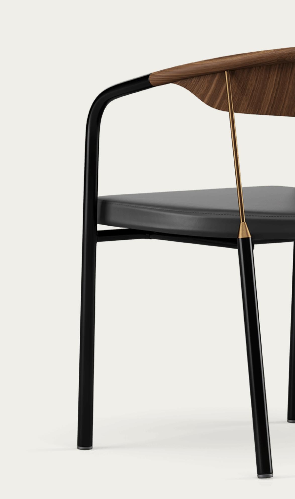 Contemporary Henrik Tengler Chairman Wood Types: Walnut Upholstery: Black For One Collection For Sale