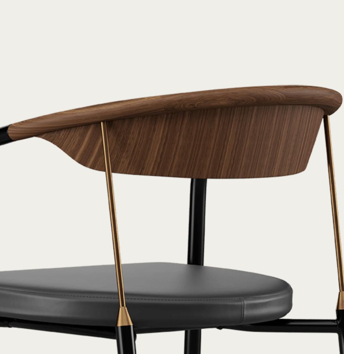 Henrik Tengler Chairman Wood Types: Walnut Upholstery: Black For One Collection For Sale 1