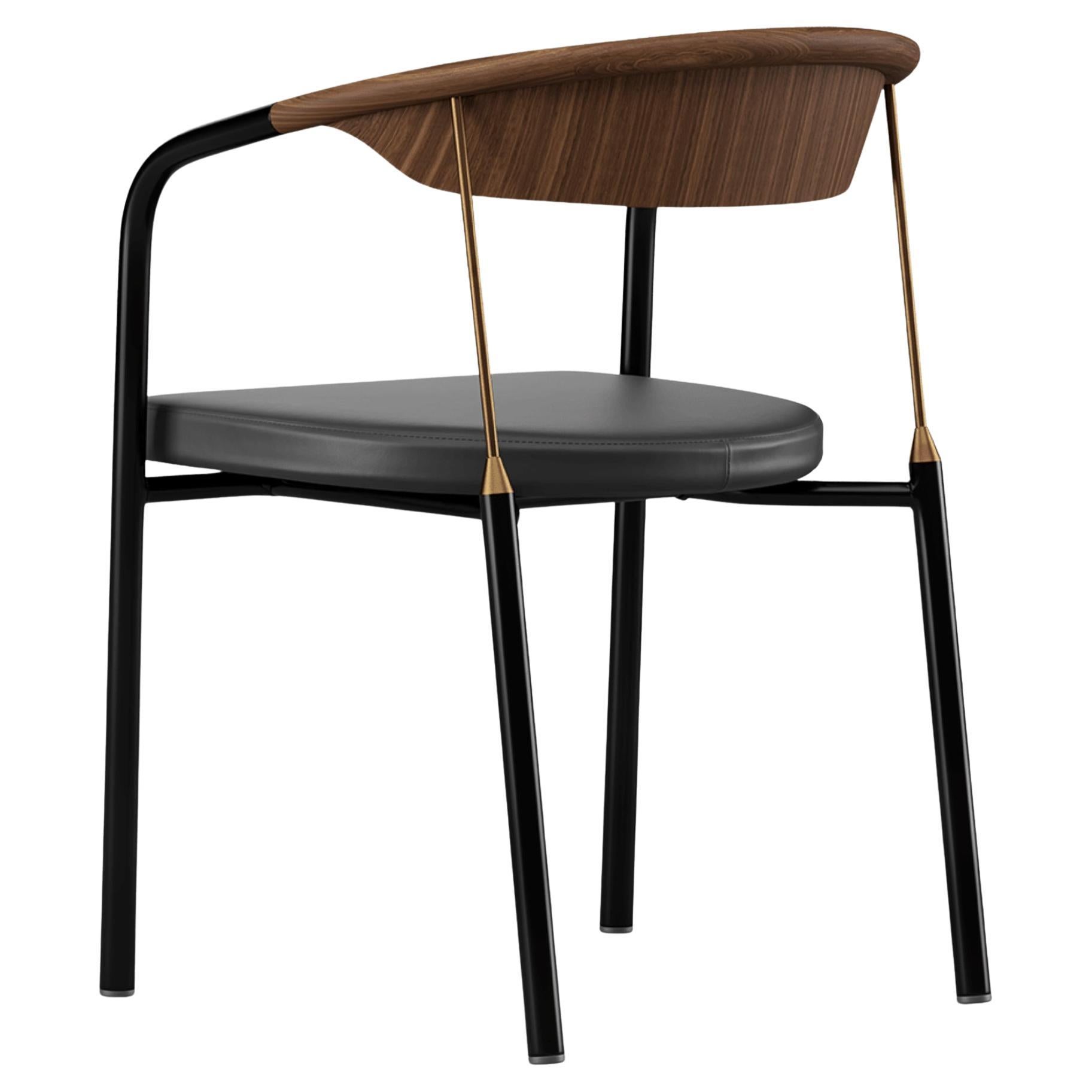 Henrik Tengler Chairman Wood Types: Walnut Upholstery: Black For One Collection For Sale