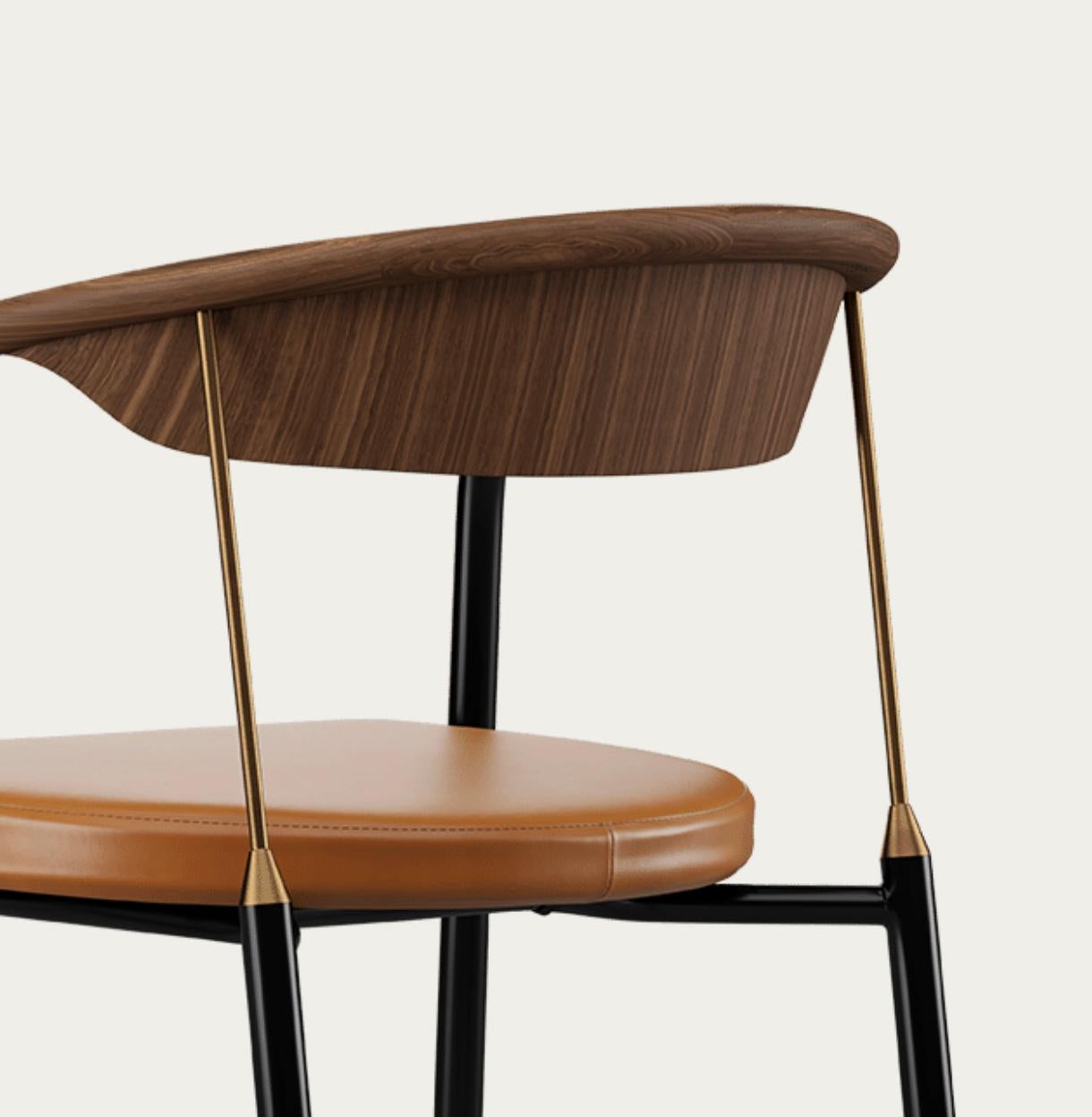 Henrik Tengler Chairman Wood Types: Walnut Upholstery:Cognac For One Collection For Sale 4