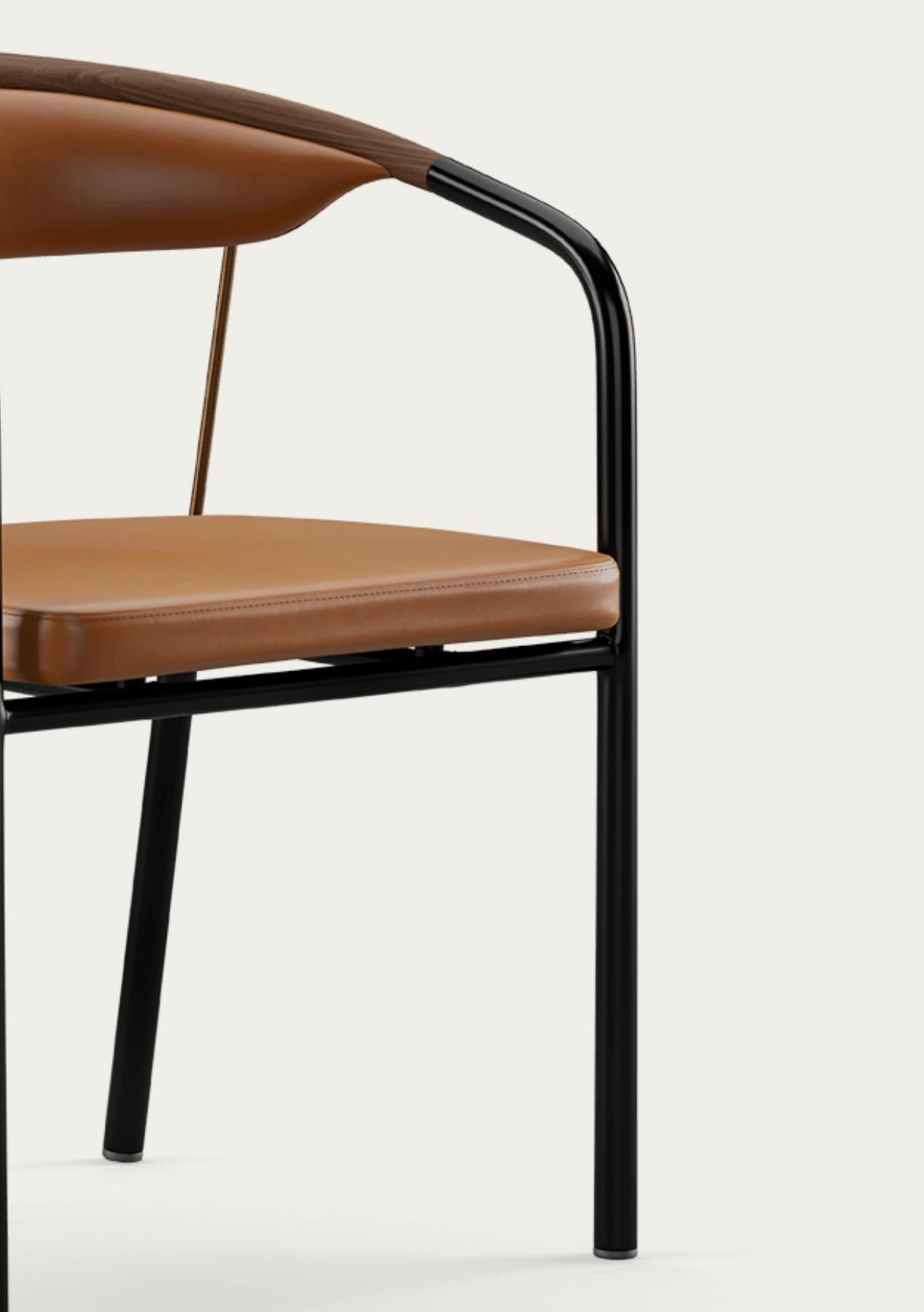Henrik Tengler Chairman Wood Types: Walnut Upholstery:Cognac For One Collection In New Condition For Sale In Barcelona, Barcelona