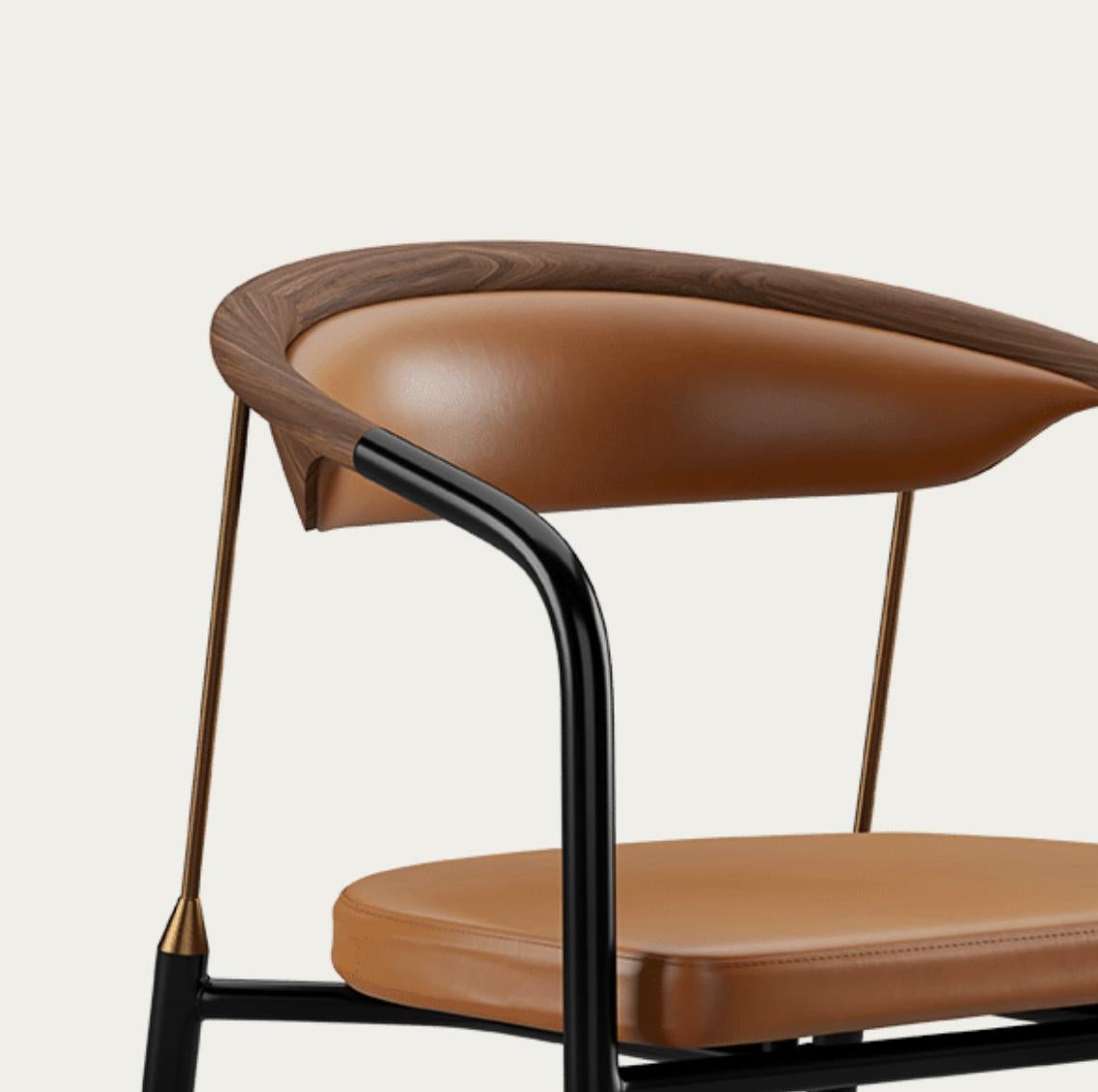 Contemporary Henrik Tengler Chairman Wood Types: Walnut Upholstery:Cognac For One Collection For Sale