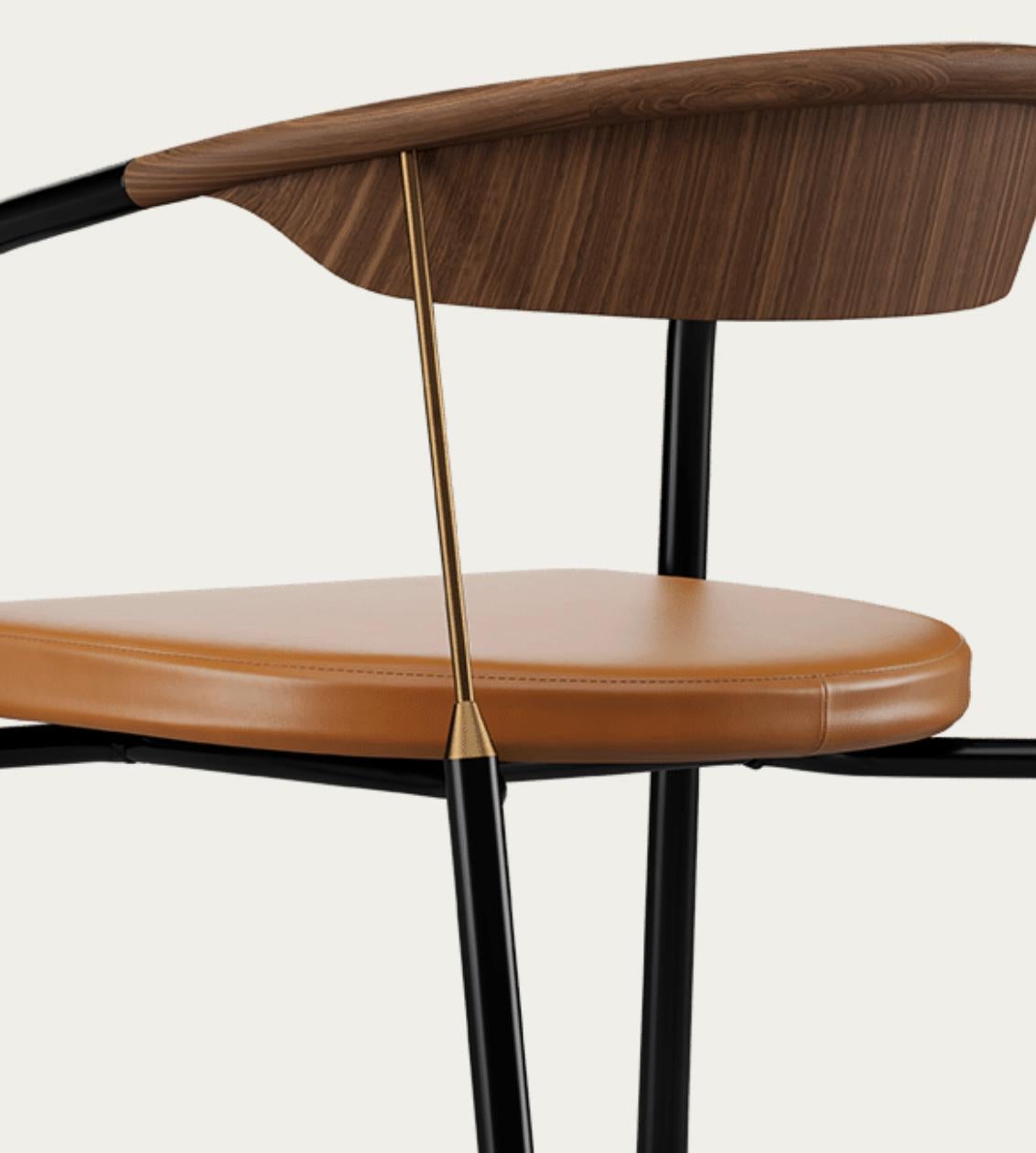 Henrik Tengler Chairman Wood Types: Walnut Upholstery:Cognac For One Collection For Sale 2