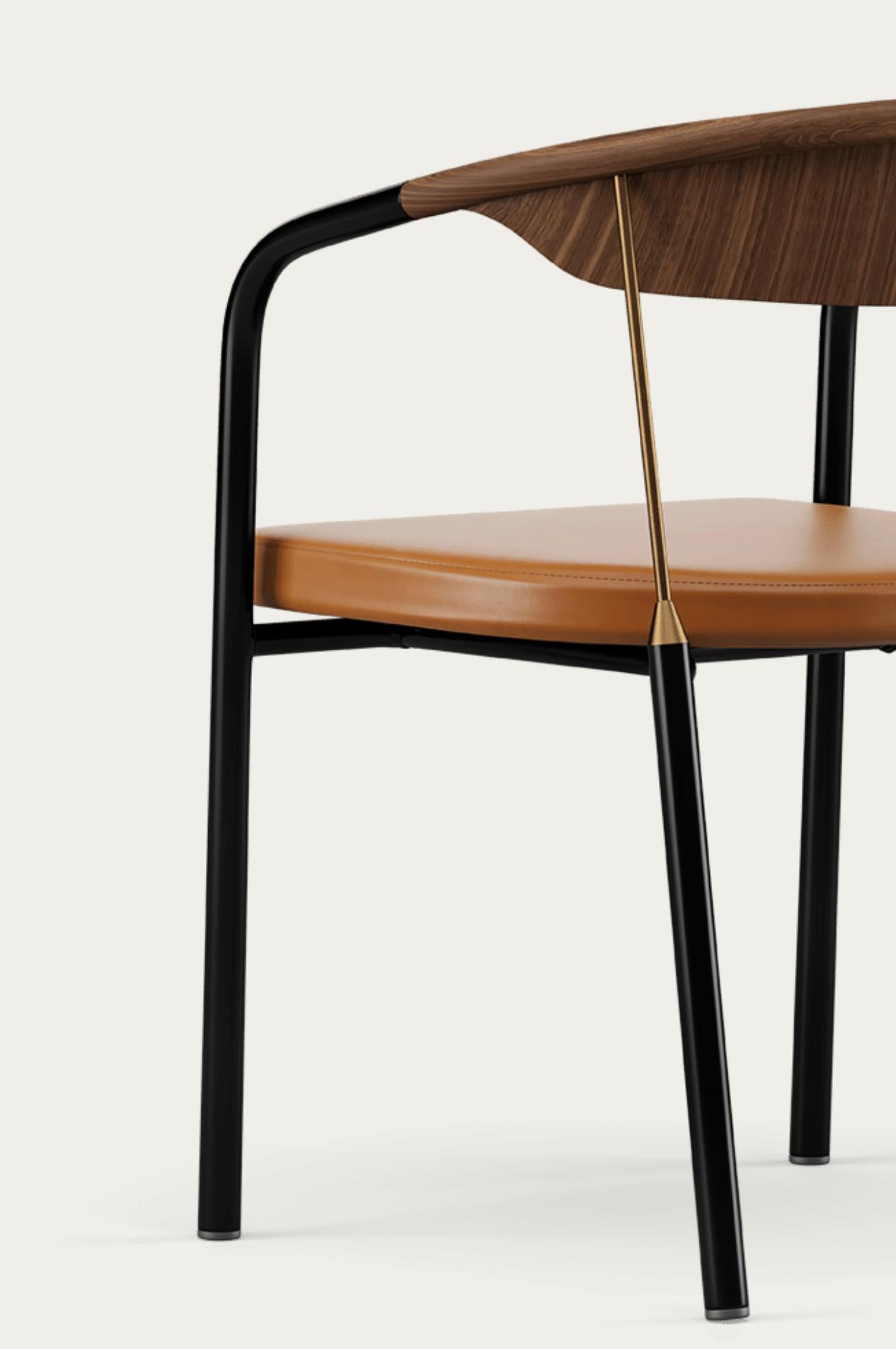 Henrik Tengler Chairman Wood Types: Walnut Upholstery:Cognac For One Collection For Sale 3
