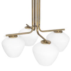 Lampada da soffitto Henrik Tengler DK 4 in ottone e vetro opalino