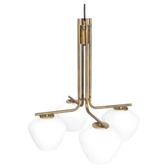 Lampada da soffitto Henrik Tengler DK 4 in ottone e vetro opalino