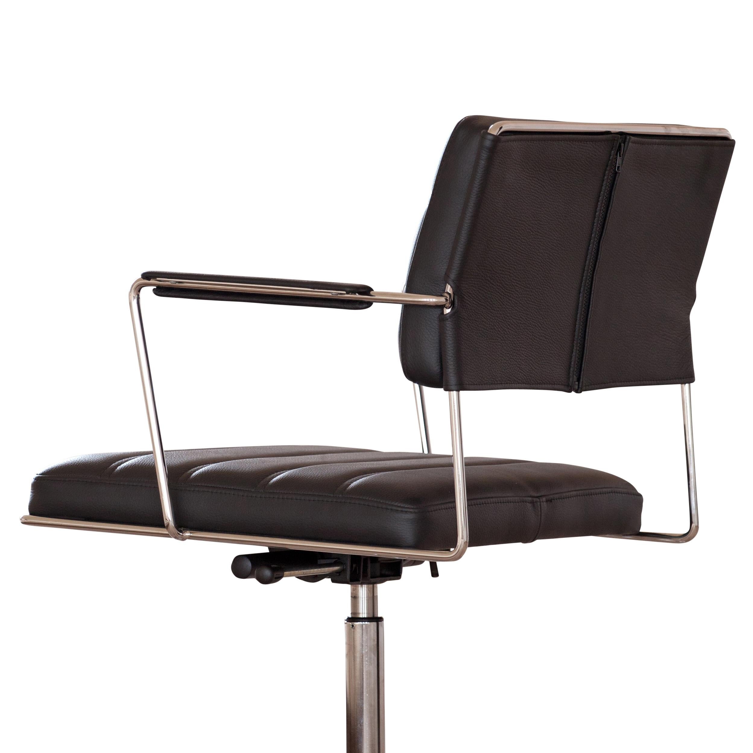 Mid-Century Modern Henrik Tengler, HT 2014 Brown Leather Time Chair by One Collection For Sale