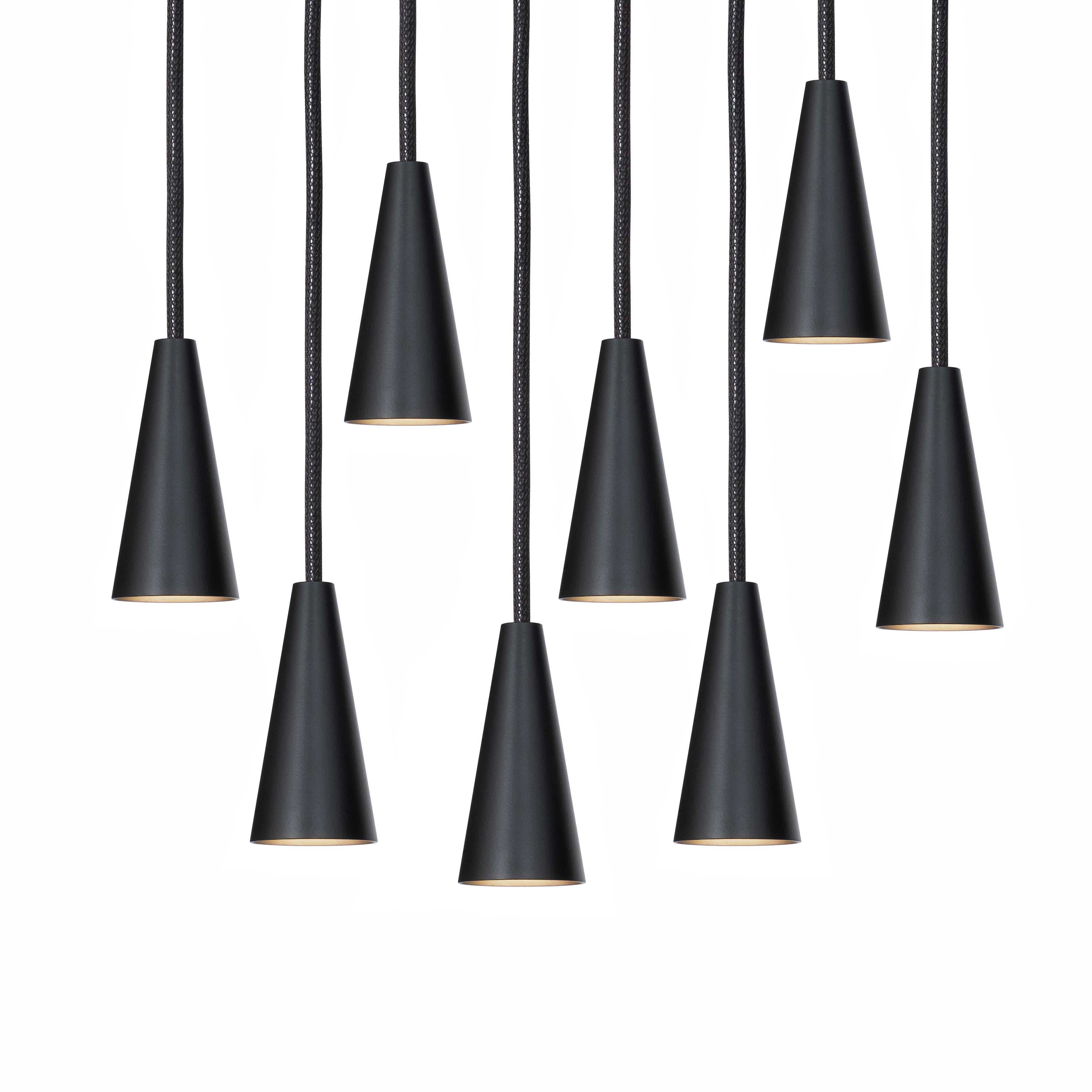 Contemporary Henrik Tengler Set of Eight 3491-8 Massiv Black EDT by Konsthantverk For Sale