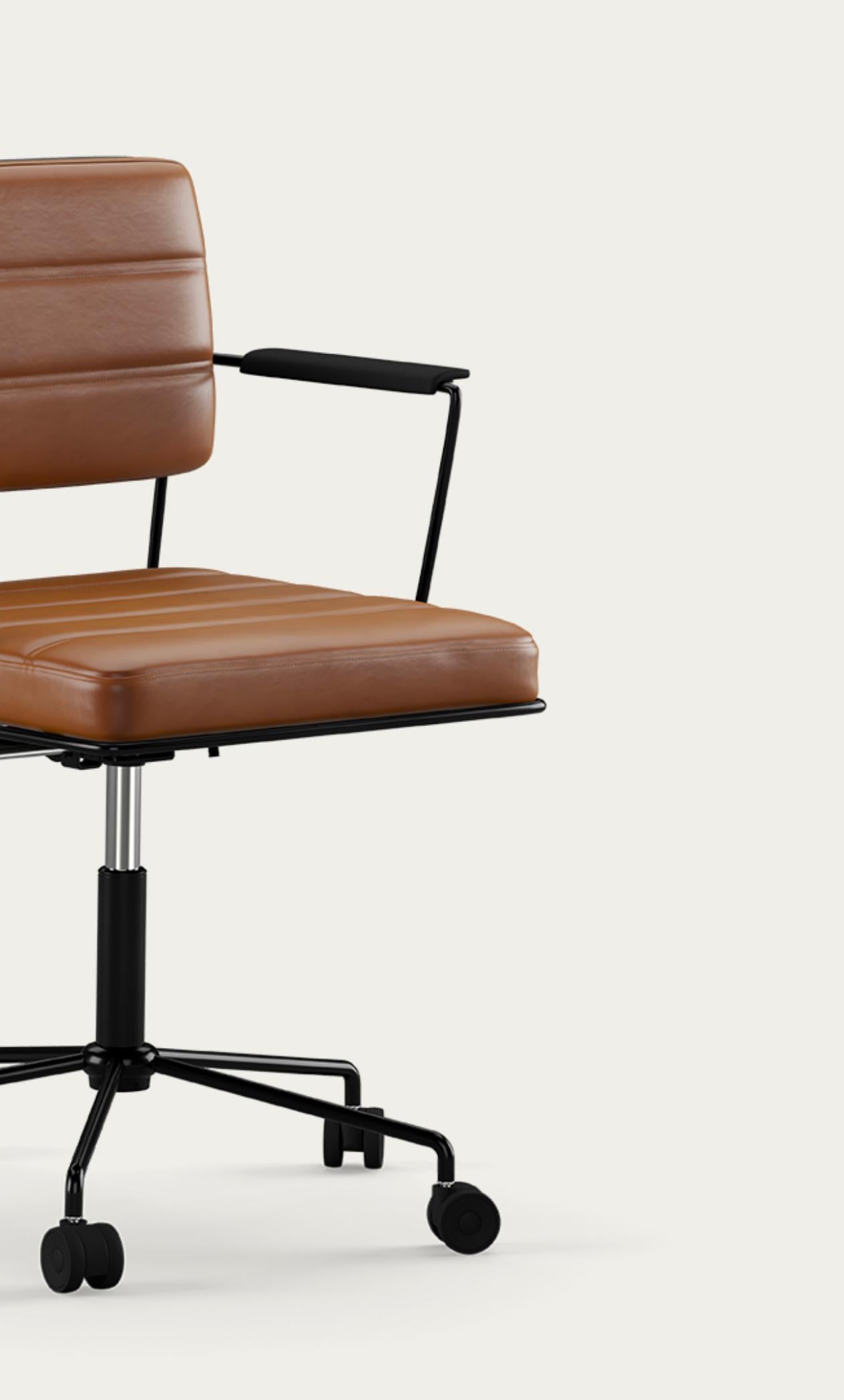 Henrik Tengler Time Chair Cadre : Noir Rembourrage : Cognac For One Collection en vente 3