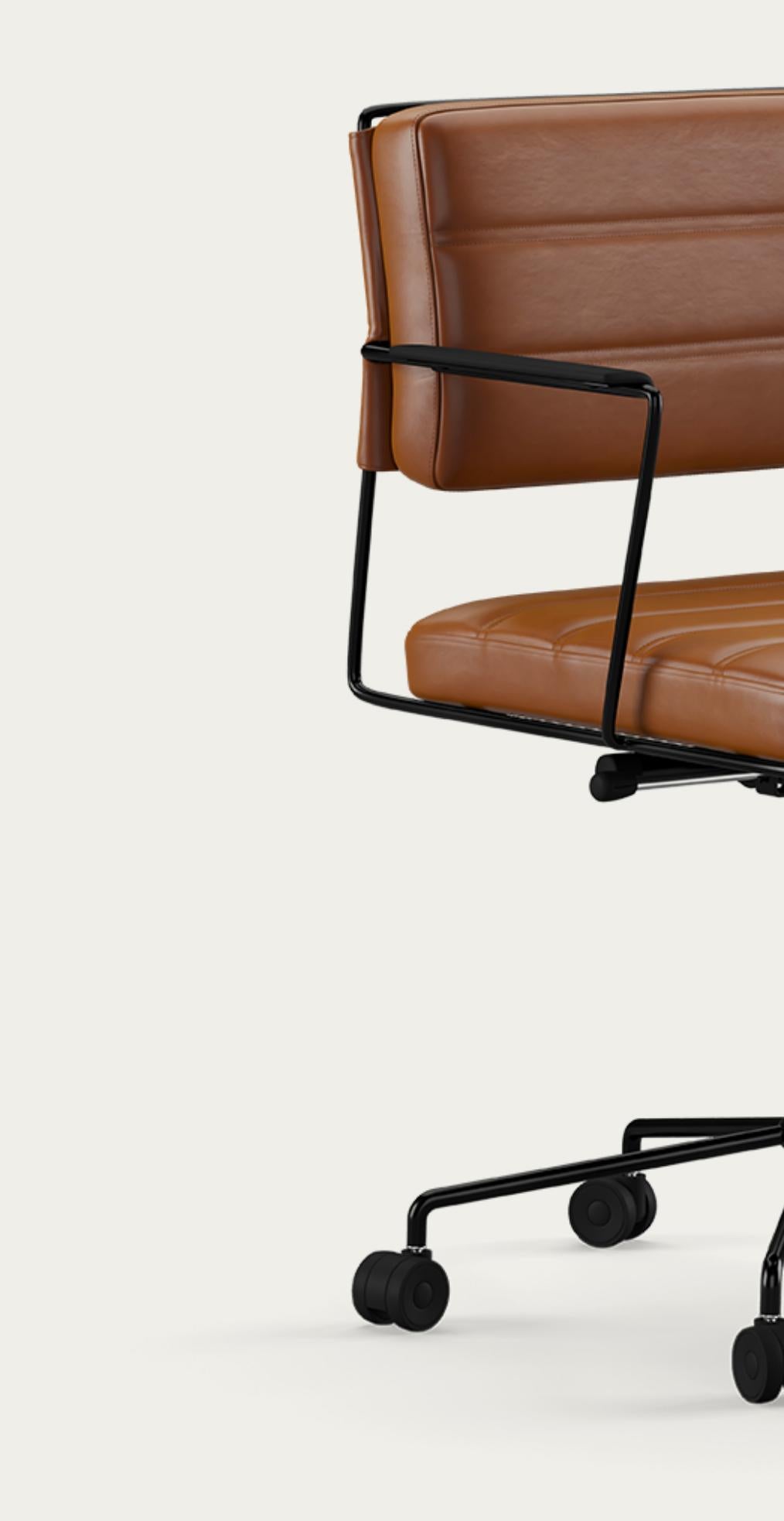 Henrik Tengler Time Chair Cadre : Noir Rembourrage : Cognac For One Collection en vente 4