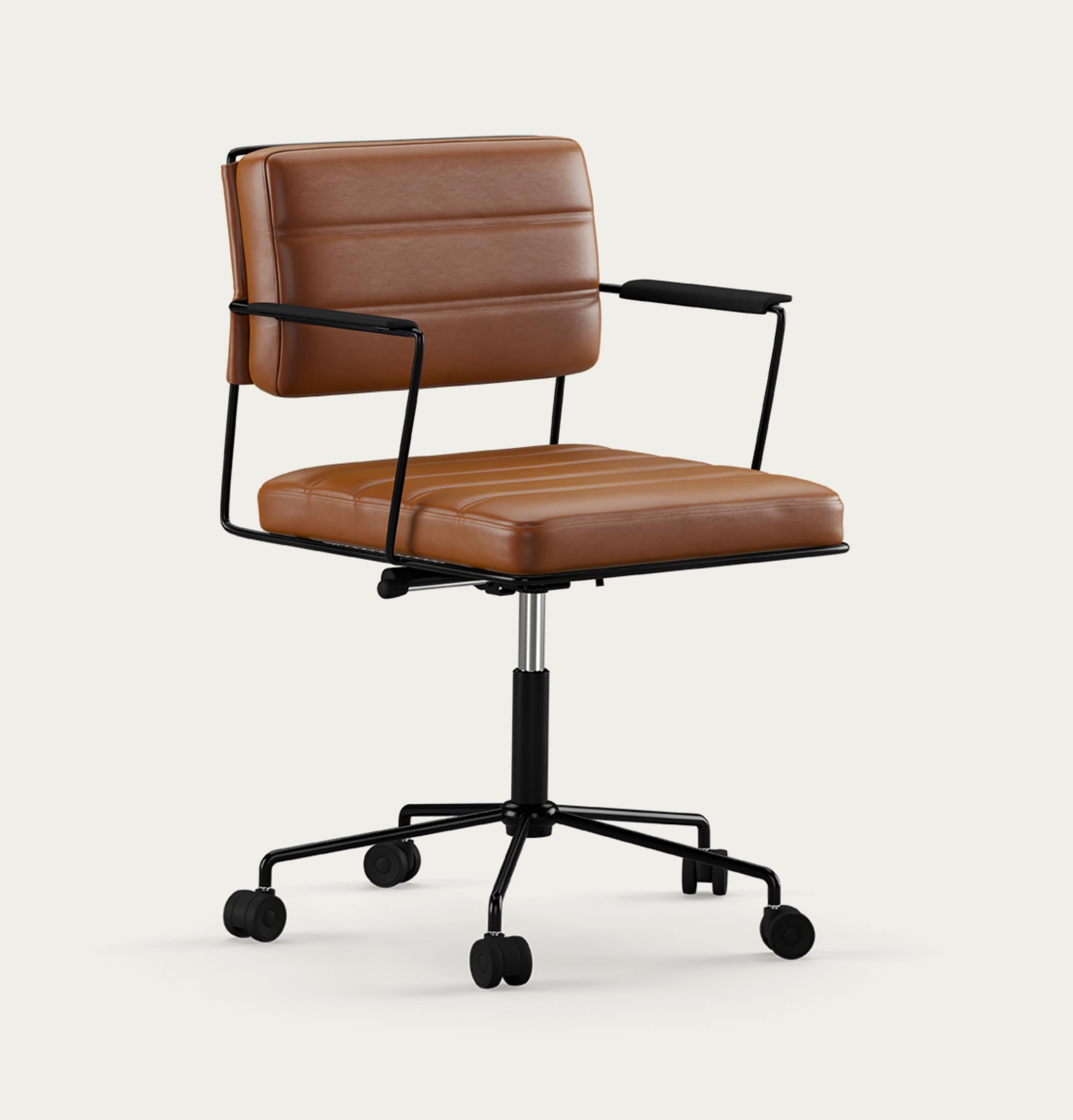 Danois Henrik Tengler Time Chair Cadre : Noir Rembourrage : Cognac For One Collection en vente