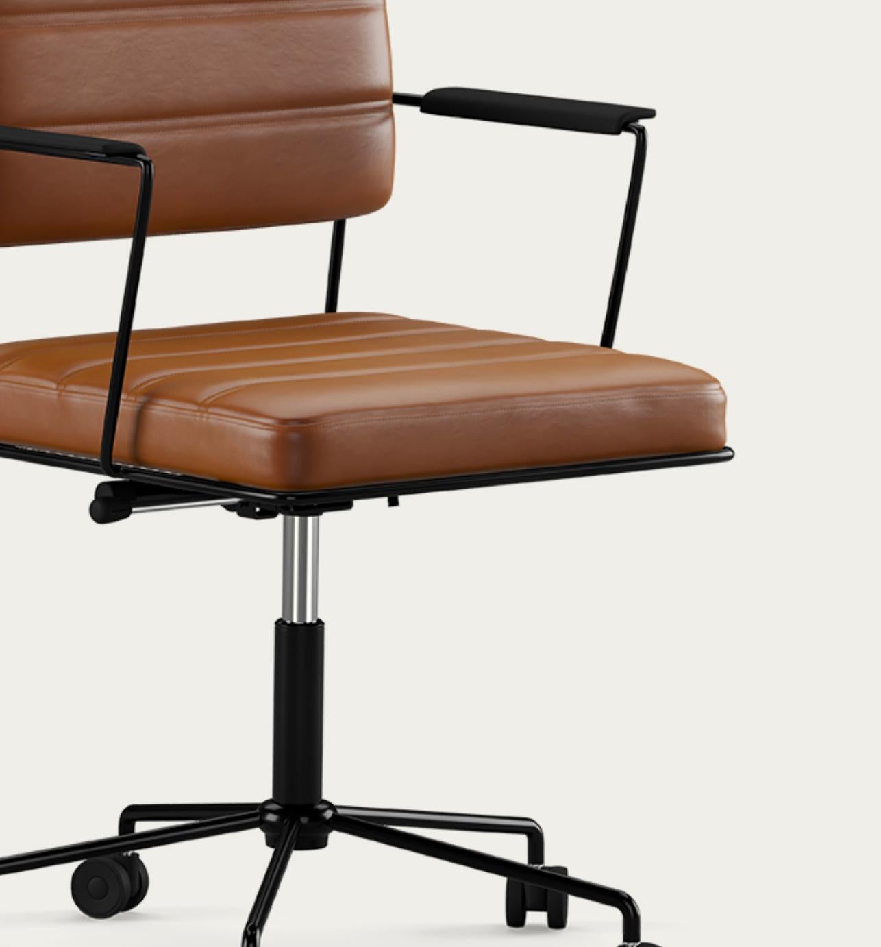 Henrik Tengler Time Chair Cadre : Noir Rembourrage : Cognac For One Collection en vente 1