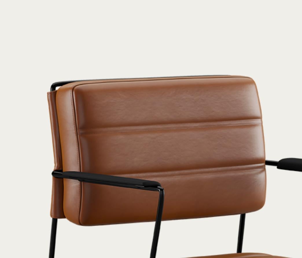 Henrik Tengler Time Chair Cadre : Noir Rembourrage : Cognac For One Collection en vente 2