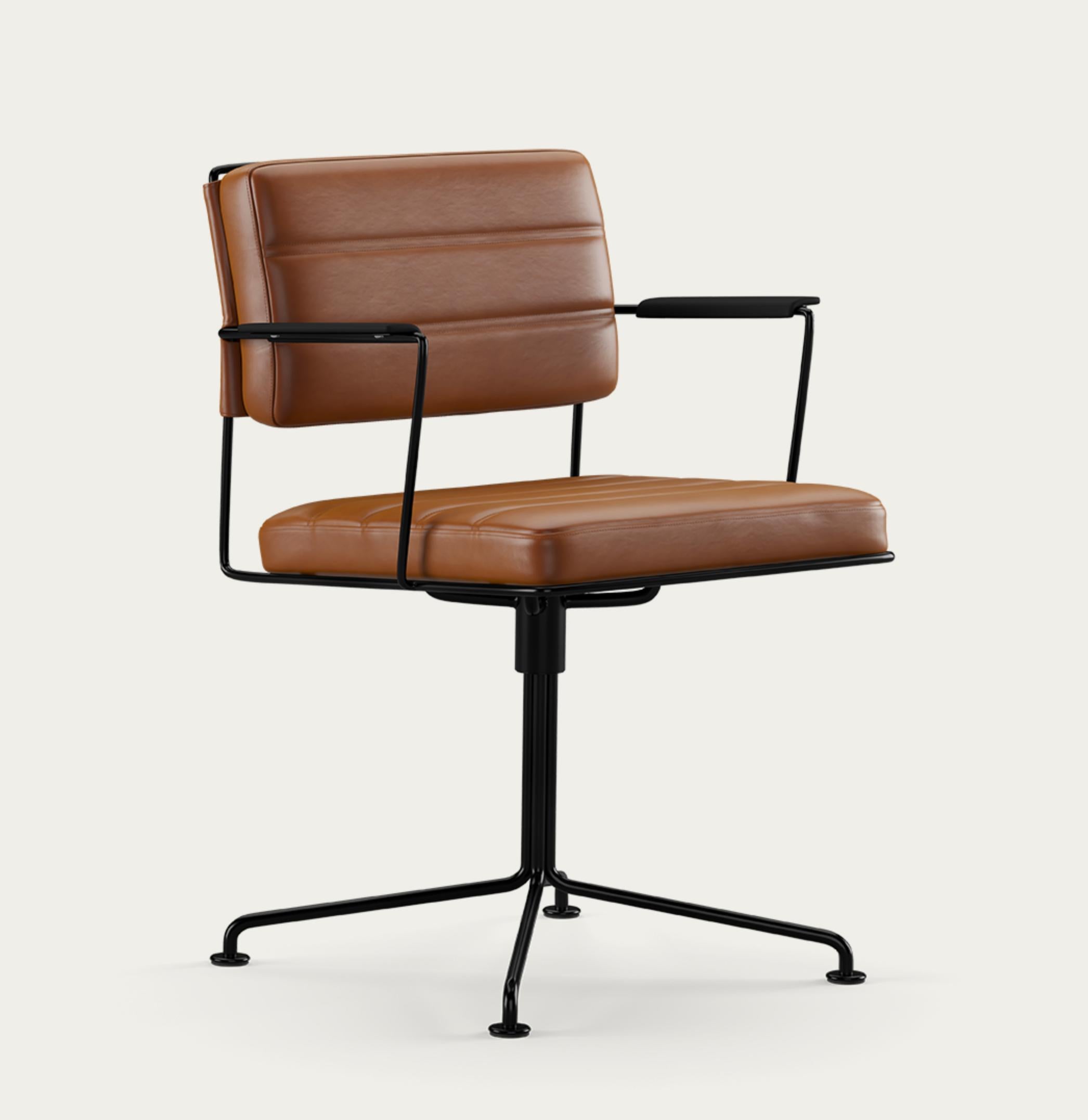 Henrik Tengler Silla Time Estructura: Negro, Tapicería: Coñac Colección For One 

La Silla Time, diseñada por Henrik Tengler en 2012, es una silla de conferencia dinámica y cómoda. Su diseño se aparta deliberadamente de las tendencias pasajeras,