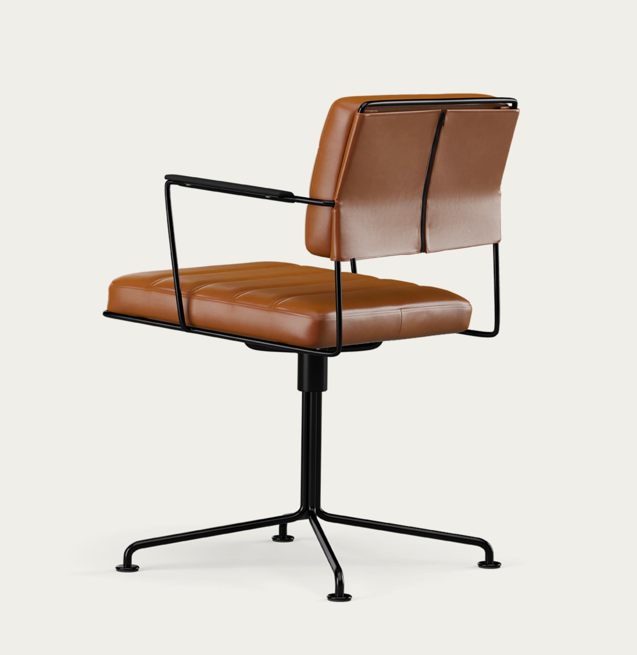 Henrik Tengler Silla Time Estructura: Negro, Tapicería: Coñac Colección For One Moderno de mediados de siglo en venta