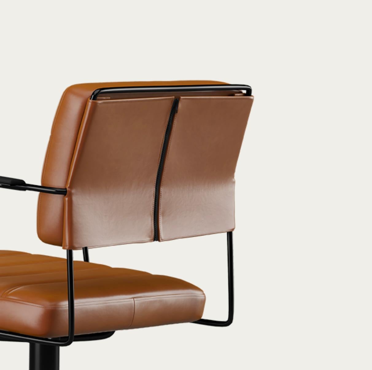 Henrik Tengler Silla Time Estructura: Negro, Tapicería: Coñac Colección For One Siglo XXI y contemporáneo en venta