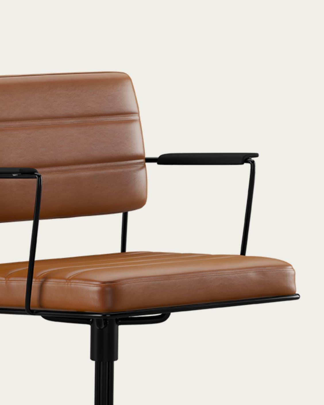 Henrik Tengler Silla Time Estructura: Negro, Tapicería: Coñac Colección For One en venta 2