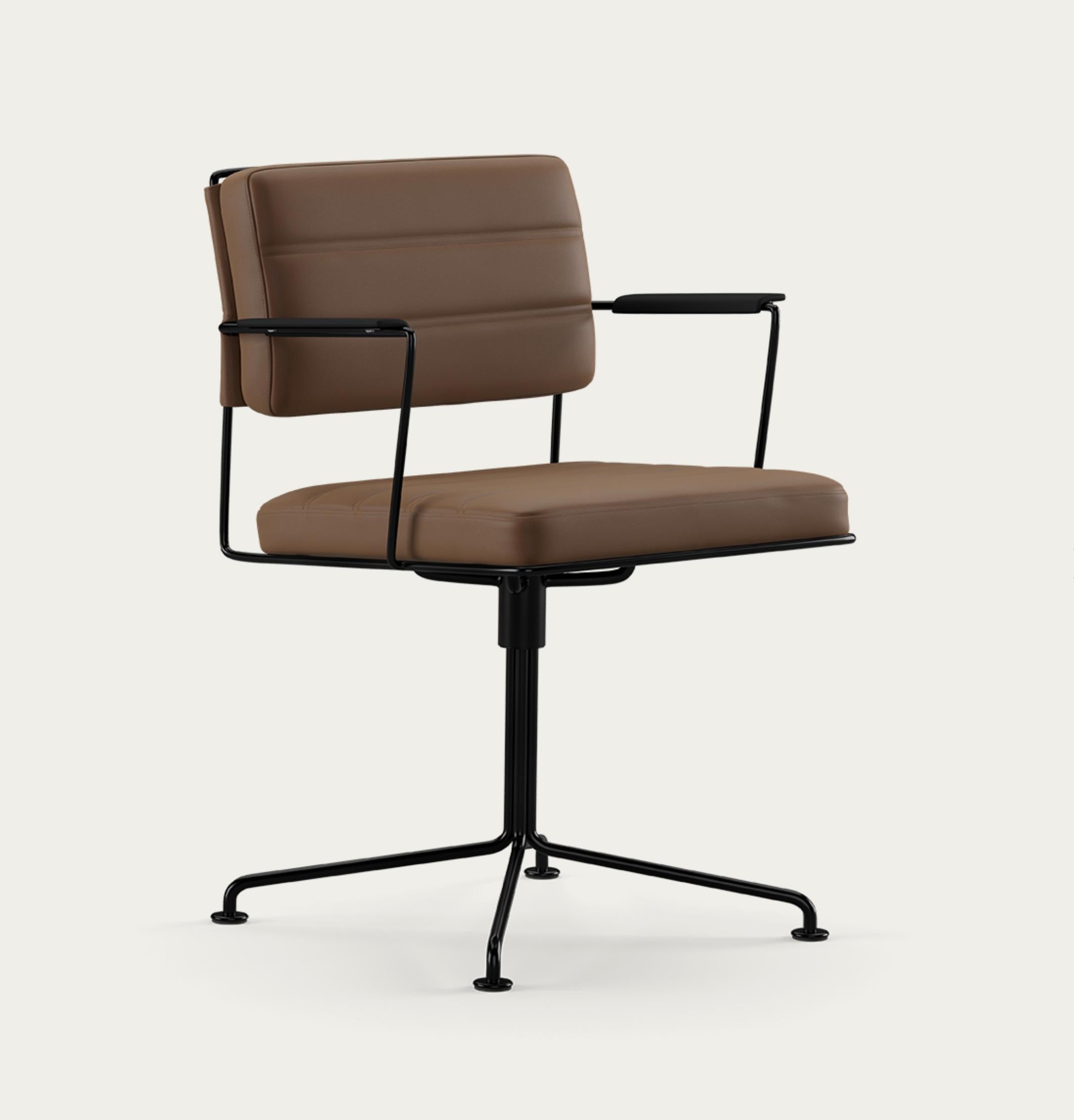 Henrik Tengler Time Chair Frame: Chrome, Upholstery: Umber For One Collection 

The Time Chair, designed by Henrik Tengler in 2012, is a dynamic and comfortable conference chair. Its design deliberately diverges from passing trends, instead