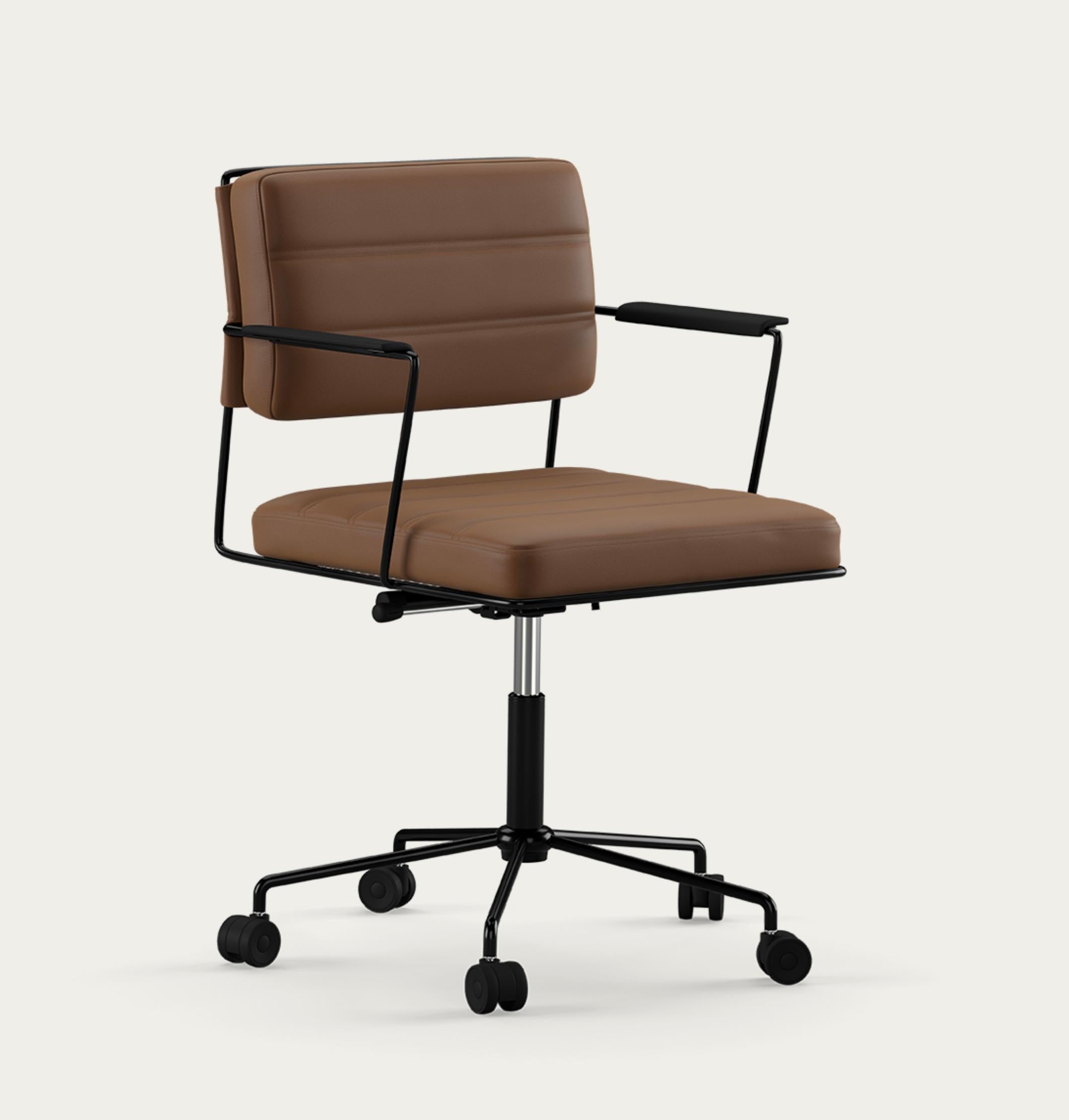 Henrik Tengler Time Stuhl Gestell: Schwarz, Polsterung: Umber  Für eine Collection'S 

Der Time Chair wurde 2012 von Henrik Tengler entworfen und ist ein dynamischer und komfortabler Konferenzstuhl. Sein Design weicht bewusst von vorübergehenden
