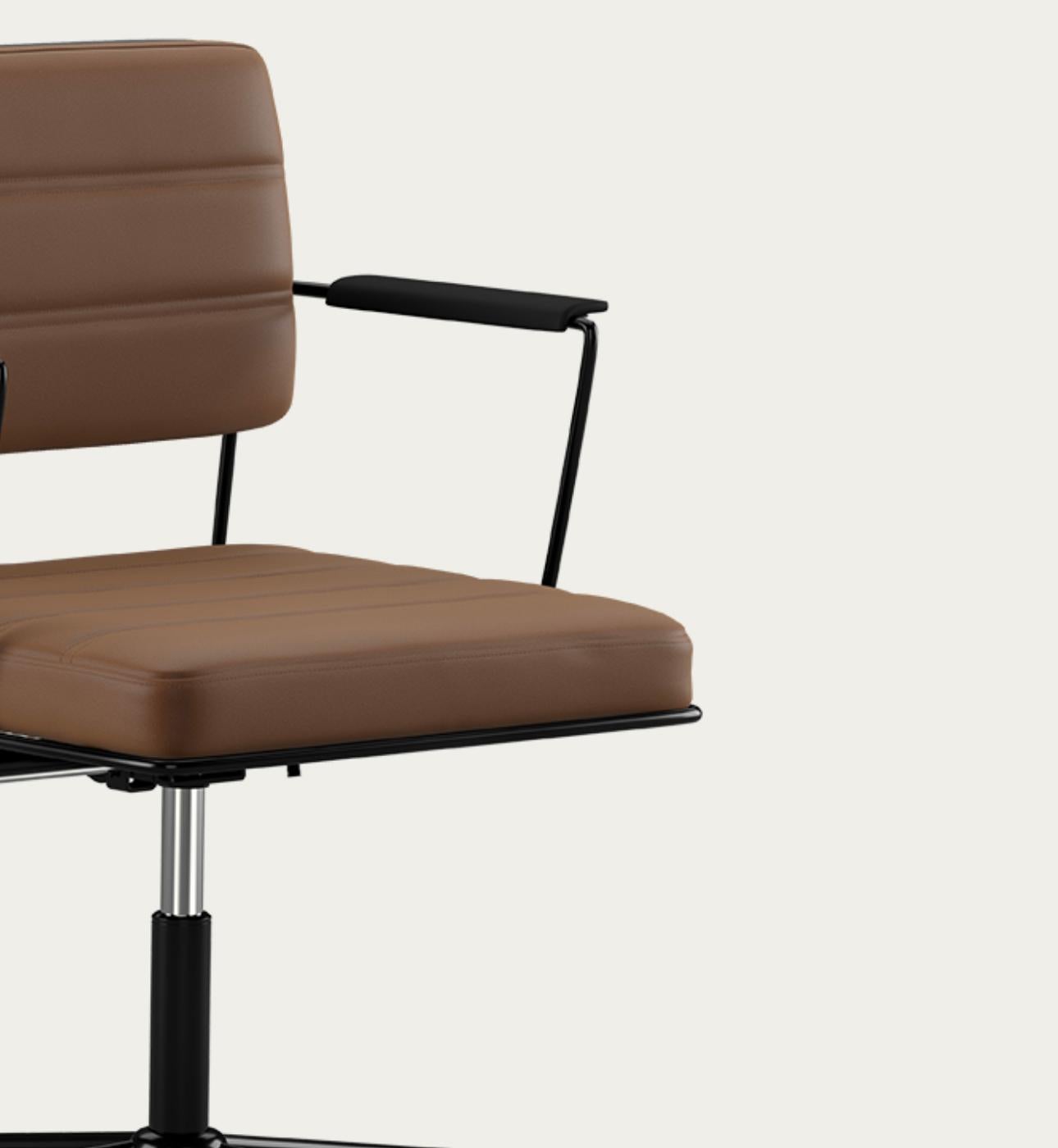Cromo Sedia Henrik Tengler Time Telaio: Nero, Rivestimento: Umber For One Collection'S in vendita