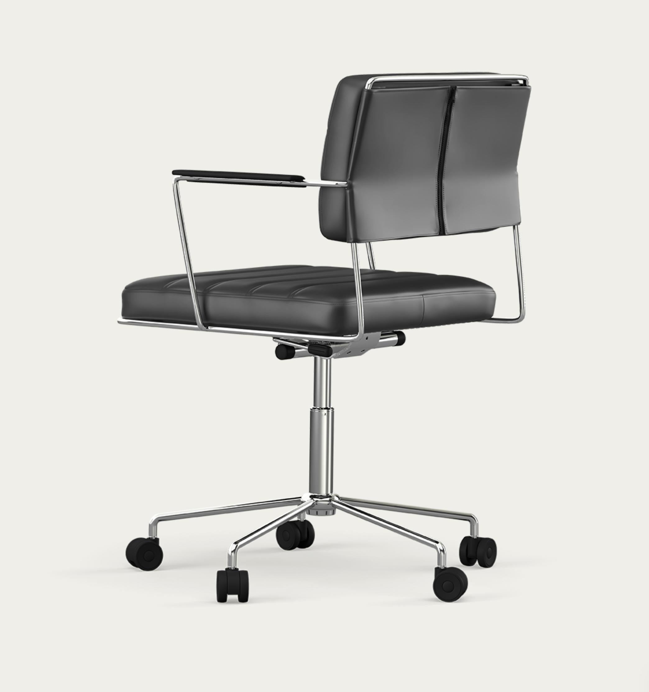 Mid-Century Modern Henrik Tengler Time Chair Frame: Chrome Upholster: Black For One Collection For Sale